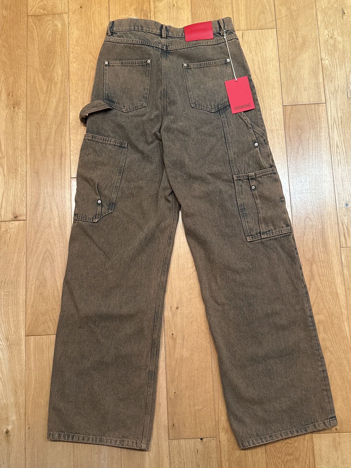 Kusikohc Brown Workwear Multi Rivet Jeans Size US 32 / EU 48 - 2 Thumbnail