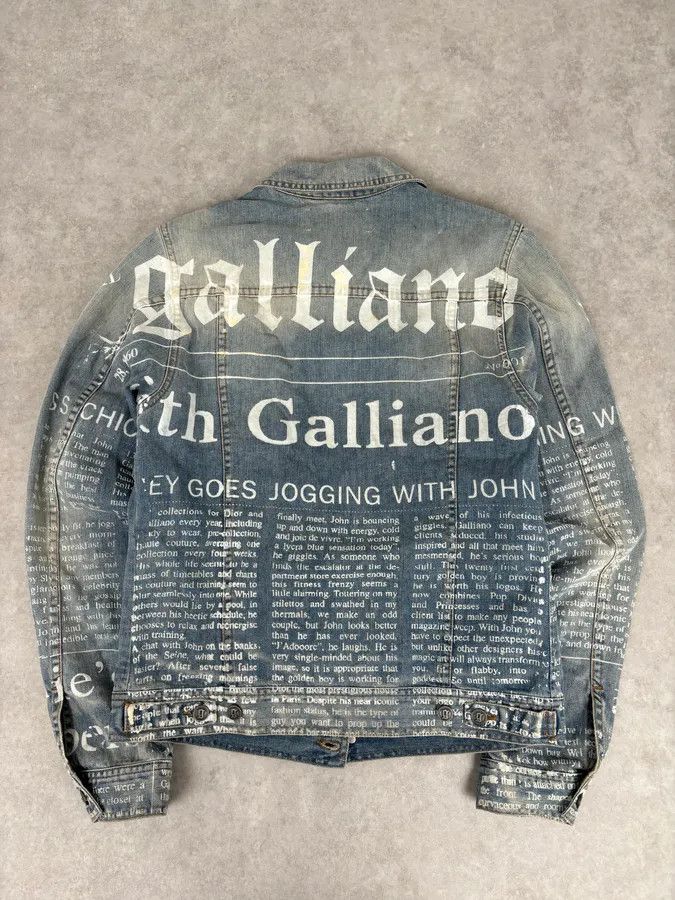 John Galliano SS2011 John Galliano Blue Gazette Gothic Script Denim Jacket Size US M / EU 48-50 / 2 - 5 Thumbnail