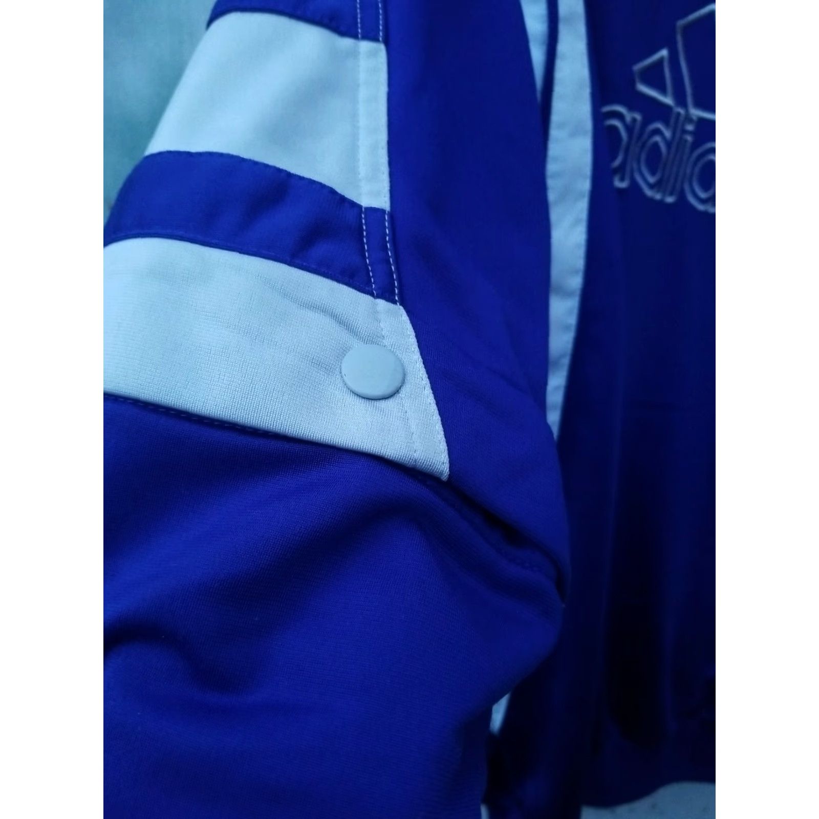 Adidas Vtg adidas Colorblock Sweatshirt Hoodie Track Suit Warm Up RETRO Jacket M aqua blue white blue Short Sleeve Buttoned Sleeves Hip Hop Mens Size US M / EU 48-50 / 2 - 5 Thumbnail