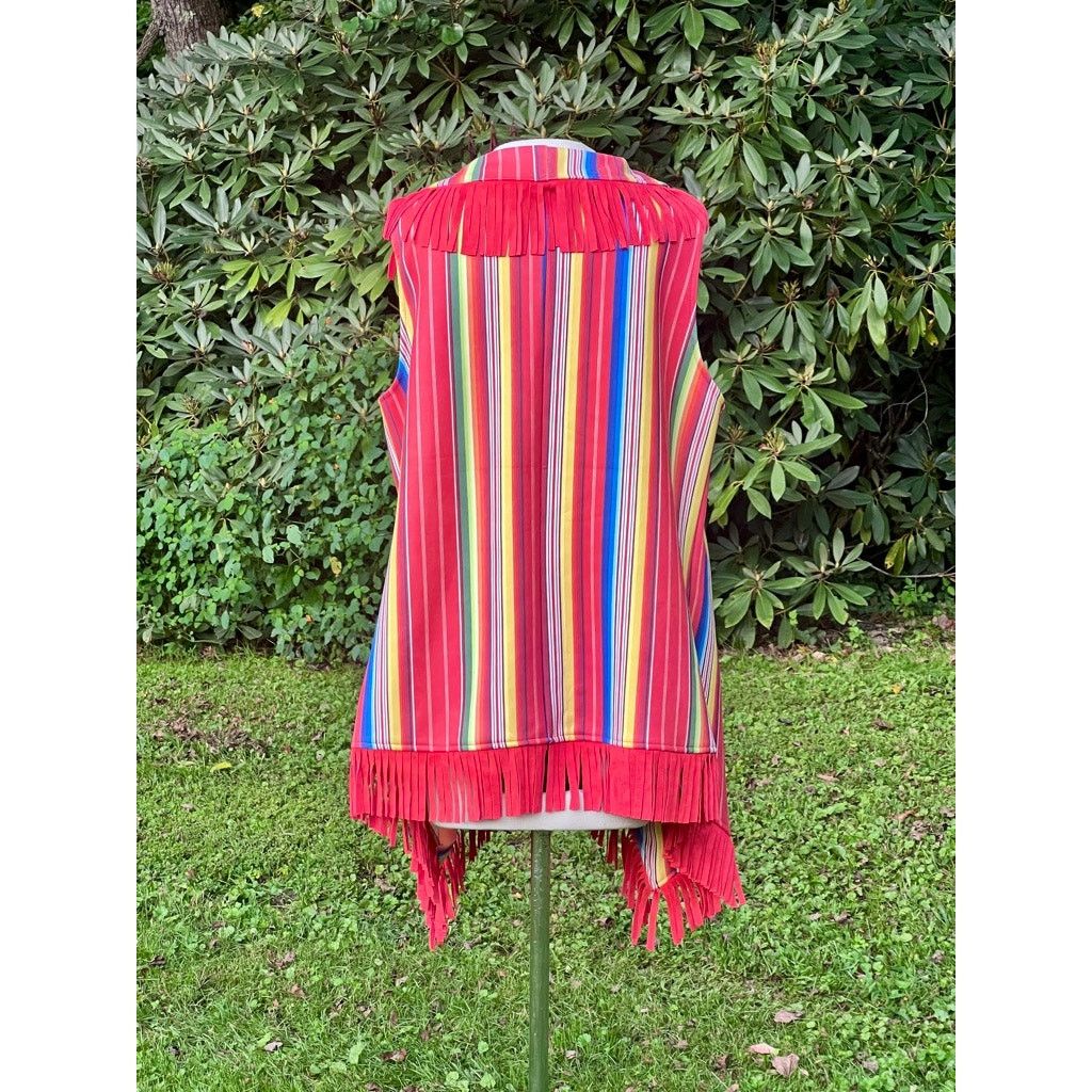L&B L&B Lucky & Blessed M Western Fringe Striped Poncho Vest NWT Size M / US 6-8 / IT 42-44 - 4 Thumbnail