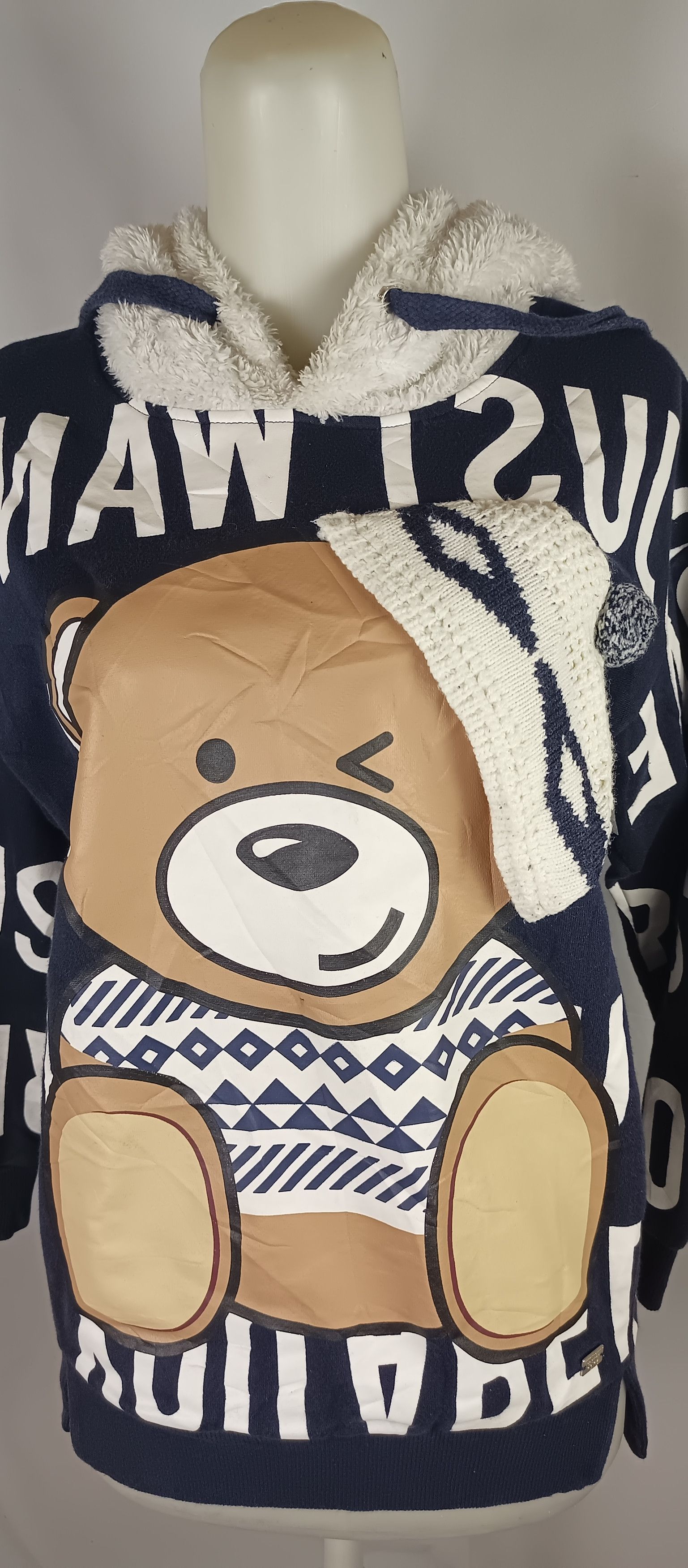 If Six Was Nine × Japanese Brand #Es Style 1916 White Fur Hoodie All Over Print Teddy Bear Size M / US 6-8 / IT 42-44 - 2 Thumbnail