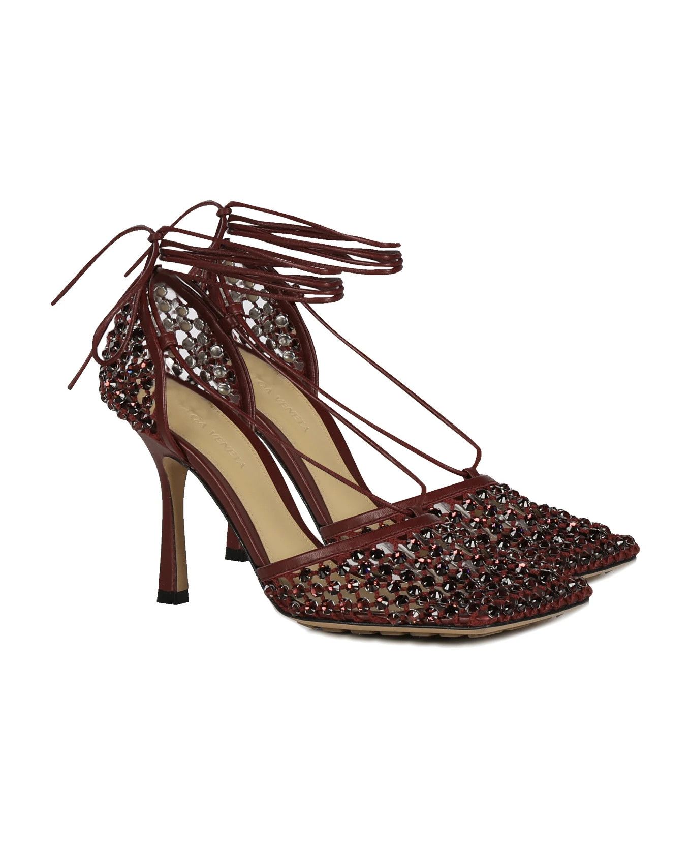 Bottega Veneta o1bcso1str0924 Stretch Lace-Up Sandal in Burgundy Size US 6 / IT 36 - 2 Thumbnail