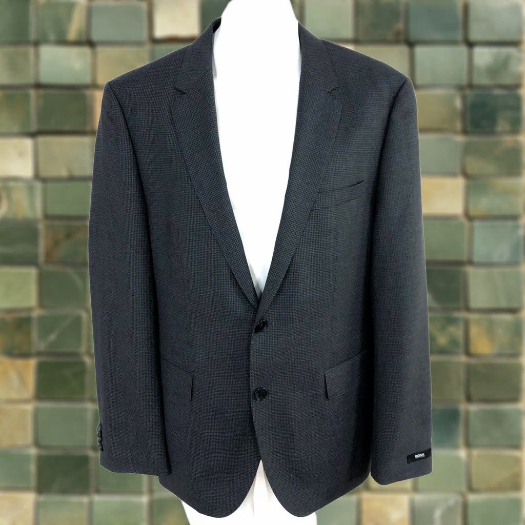 Hugo Boss HUGO BOSS Sport Coat Gray 100% Wool Lanificio Tesse Biella 42 R Single-Breasted Notch Lapel Two-Button Four-Button Sleeve Vintage? No Size US XS / EU 42 / 0 - 1 Thumbnail