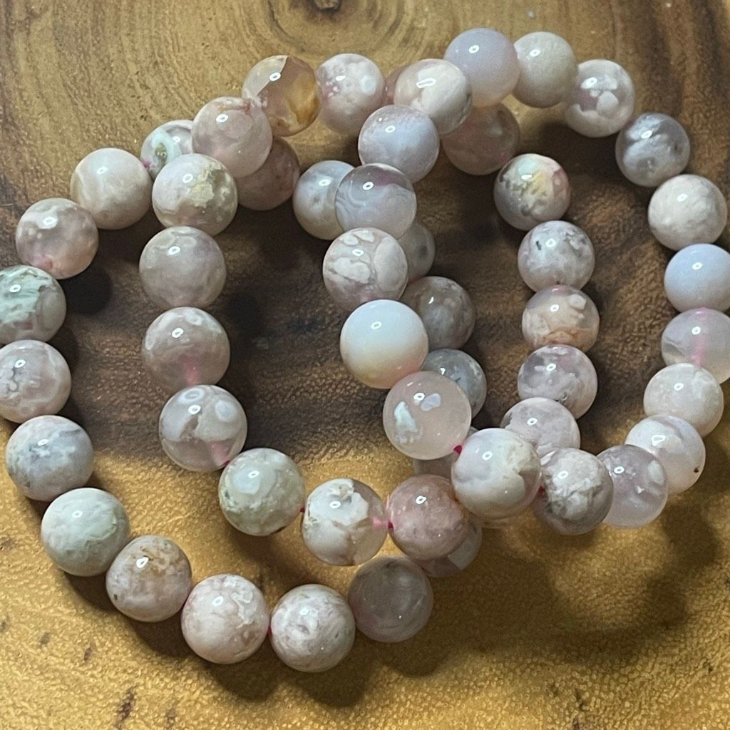 Other Flower Agate pink beaded stretch bracelet beads 7” 10mm new Size ONE SIZE - 3 Thumbnail