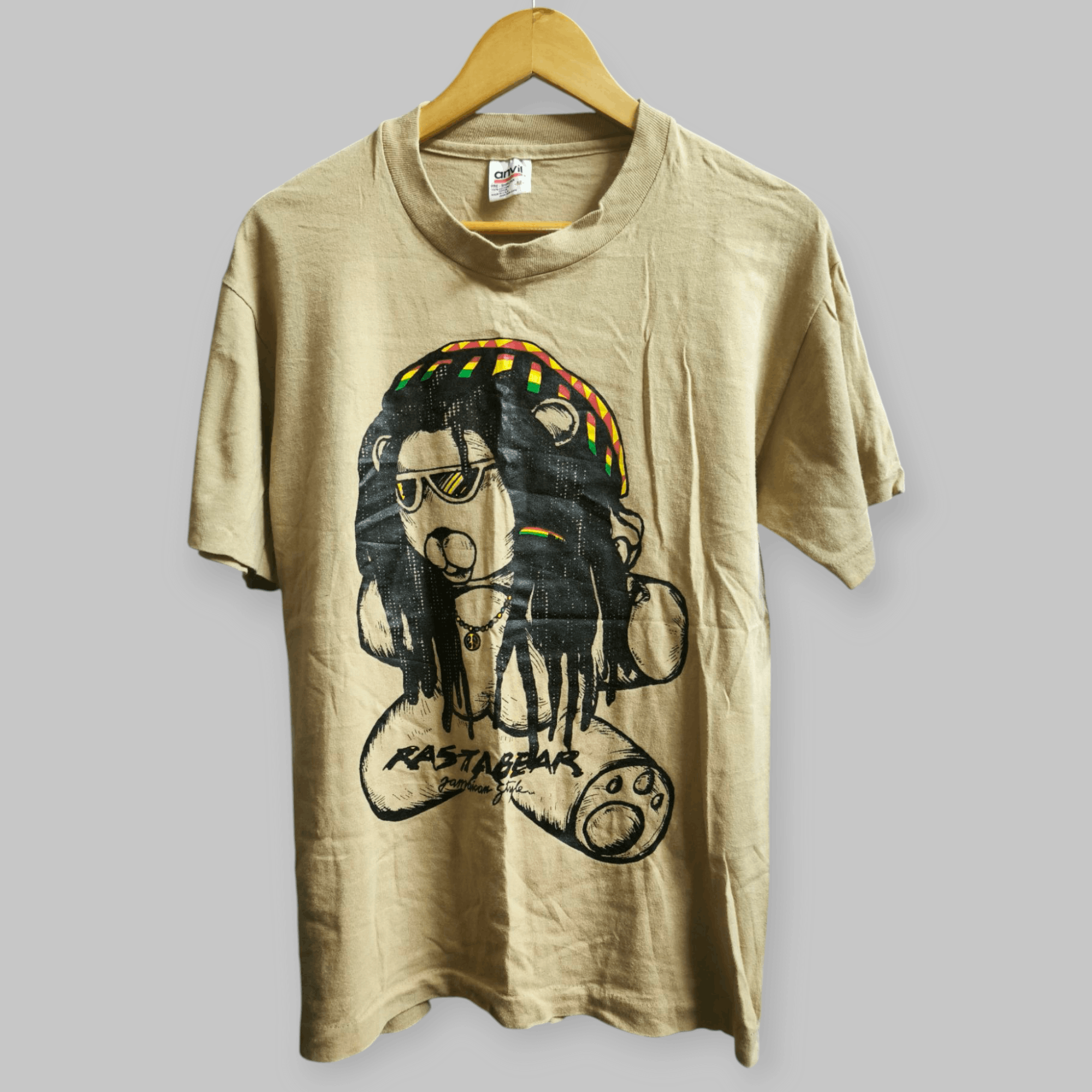 Anvil × Vintage 90s Rastabear Jamaica Style Tee Size US M / EU 48-50 / 2 - 3 Thumbnail