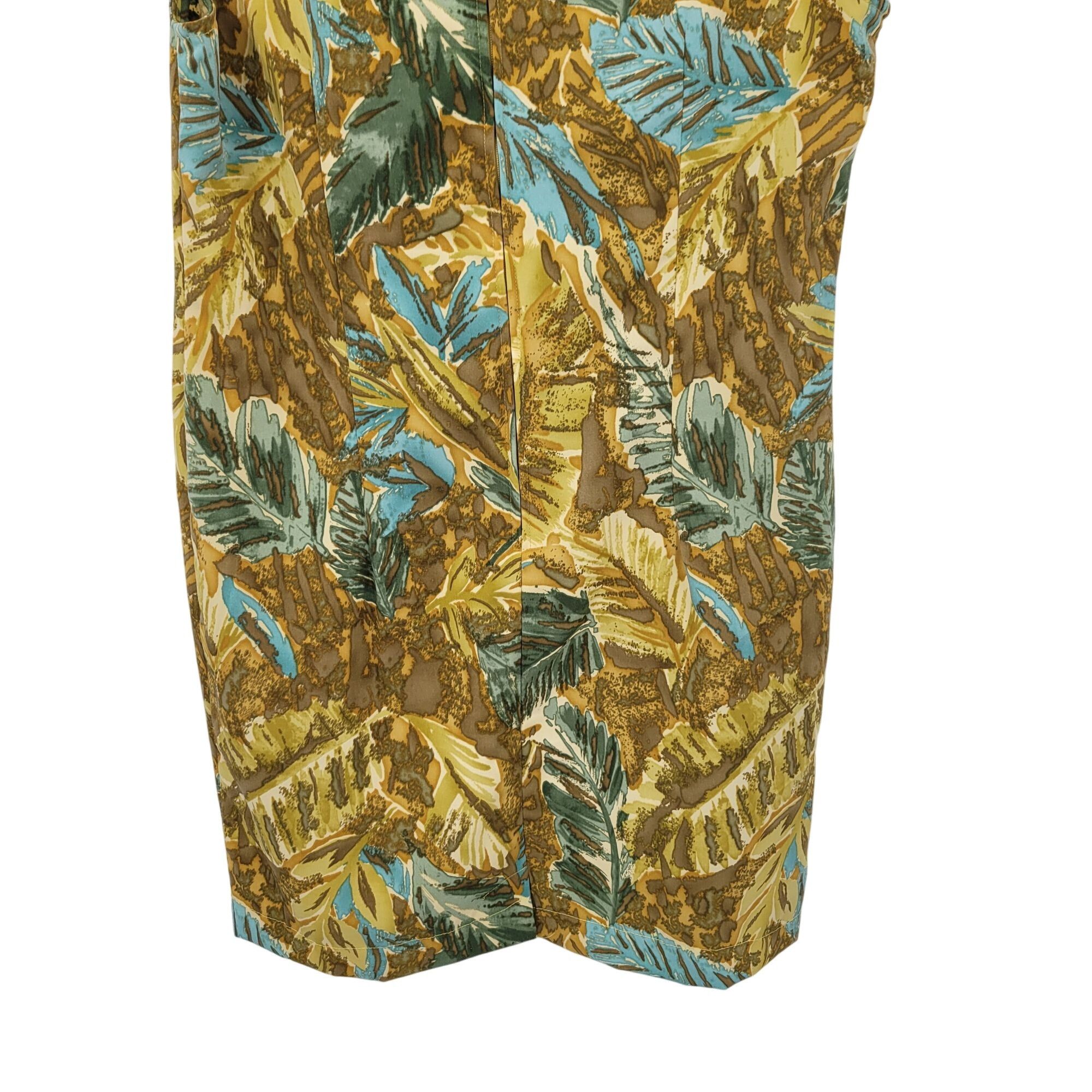 Vintage Vtg Mini Shift Dress Sz 10 Leaf Print Sleeveless V-Neck Brow Size L / US 10 / IT 46 - 9 Thumbnail