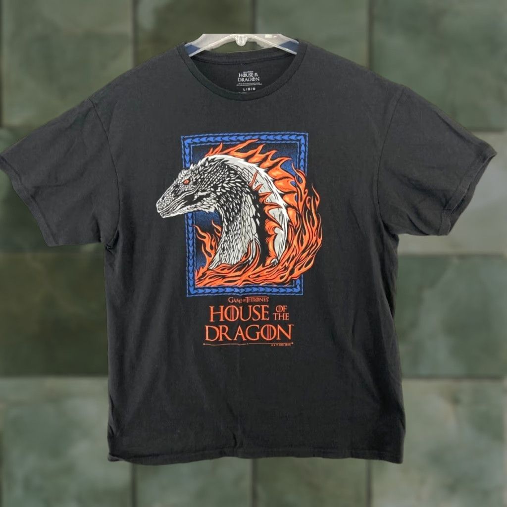 Vintage House Of The Dragon Nike Shirt Mens L Black Dragon Fire Shirt Size US L / EU 52-54 / 3 - 1 Thumbnail