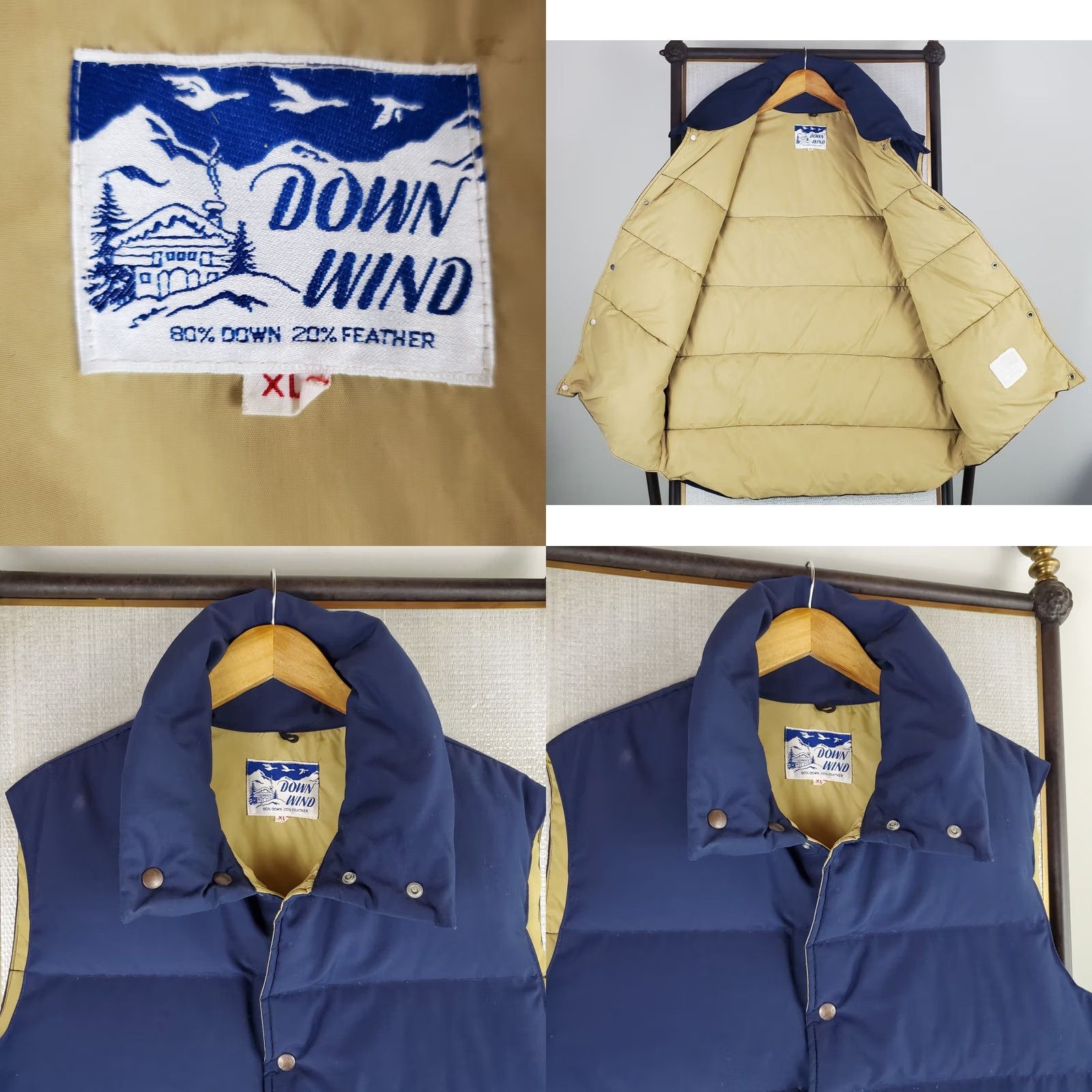 Vintage VINTAGE Down Wind Vest XL Tall Blue Goose Down Quilted Puffer Snap Front Insulated Wind Water Resistant Mens Vest Gilet Waistcoat USA Made XS no? Size US XL / EU 56 / 4 - 8 Thumbnail