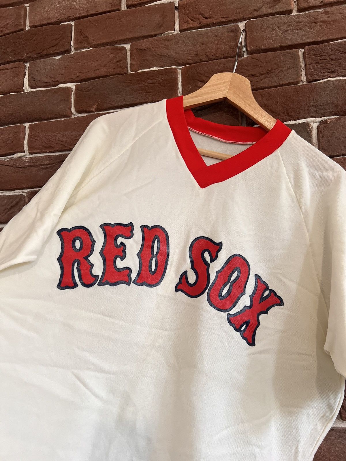 Majestic Rare 80s Vintage Boston Red Sox MLB XL Sand Knit Jersey Size US XL / EU 56 / 4 - 3 Thumbnail