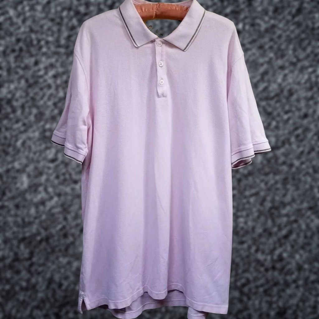 Robert Graham Roberts Graham Mens XL Classic Fit Short Sleeve Knit Polo Pink Cotton Shirt Size US XL / EU 56 / 4 - 1 Thumbnail