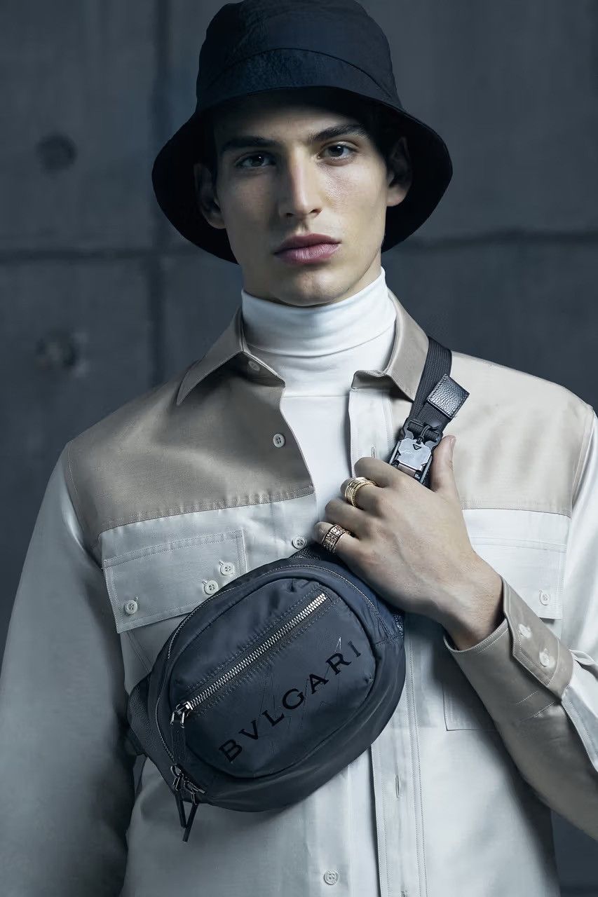 ★0% TAX★FRAGMENT x BVLGARI NYLON LEATHER UTILITY WAIST BAG