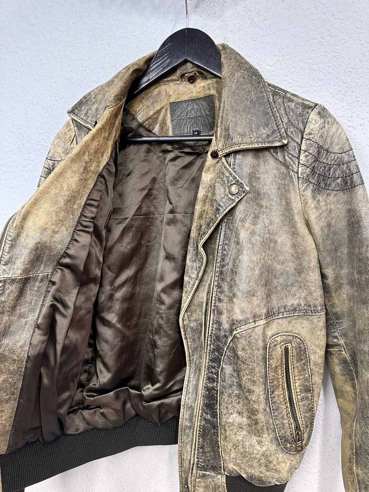 14th Addiction Vintage Leather Jacket Y2K Faded Rick Owens Style Diesel GOA Size S / US 4 / IT 40 - 10 Thumbnail