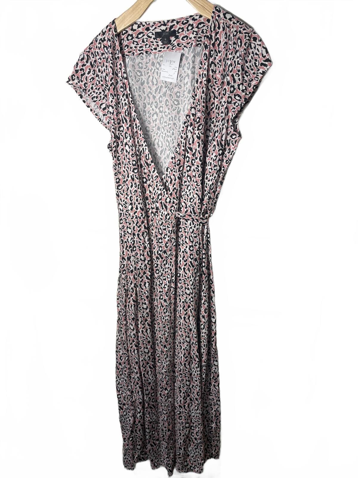 J.Crew J.Crew Women's Small Pink Leopard Print Wrap Dress Maxi EUC Size S / US 4 / IT 40 - 1 Thumbnail
