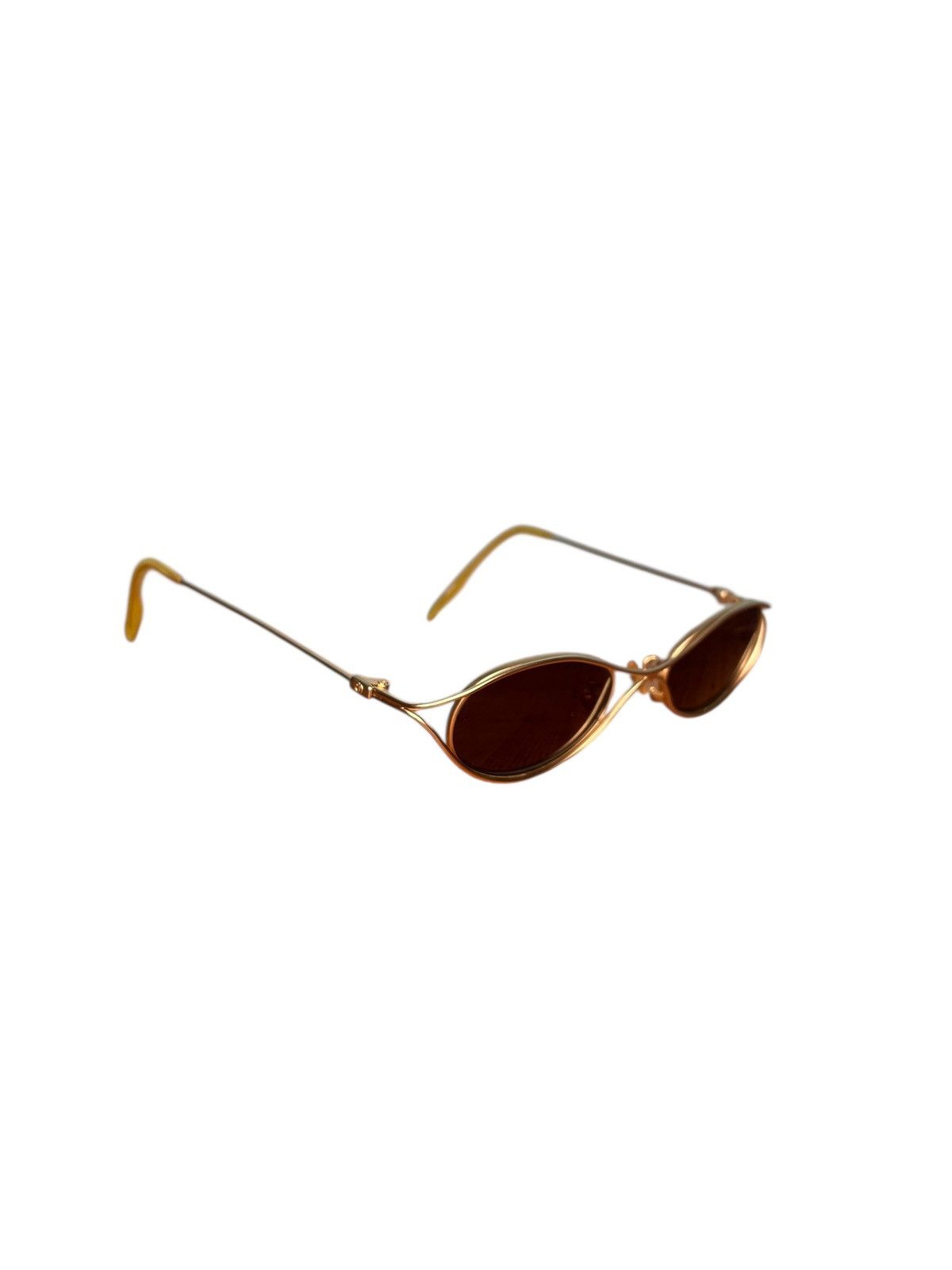 ALAIN DELON Vintage Alain Delon 3405 Gold Oval Cat-Eye Sunglasses Size ONE SIZE - 1 Thumbnail