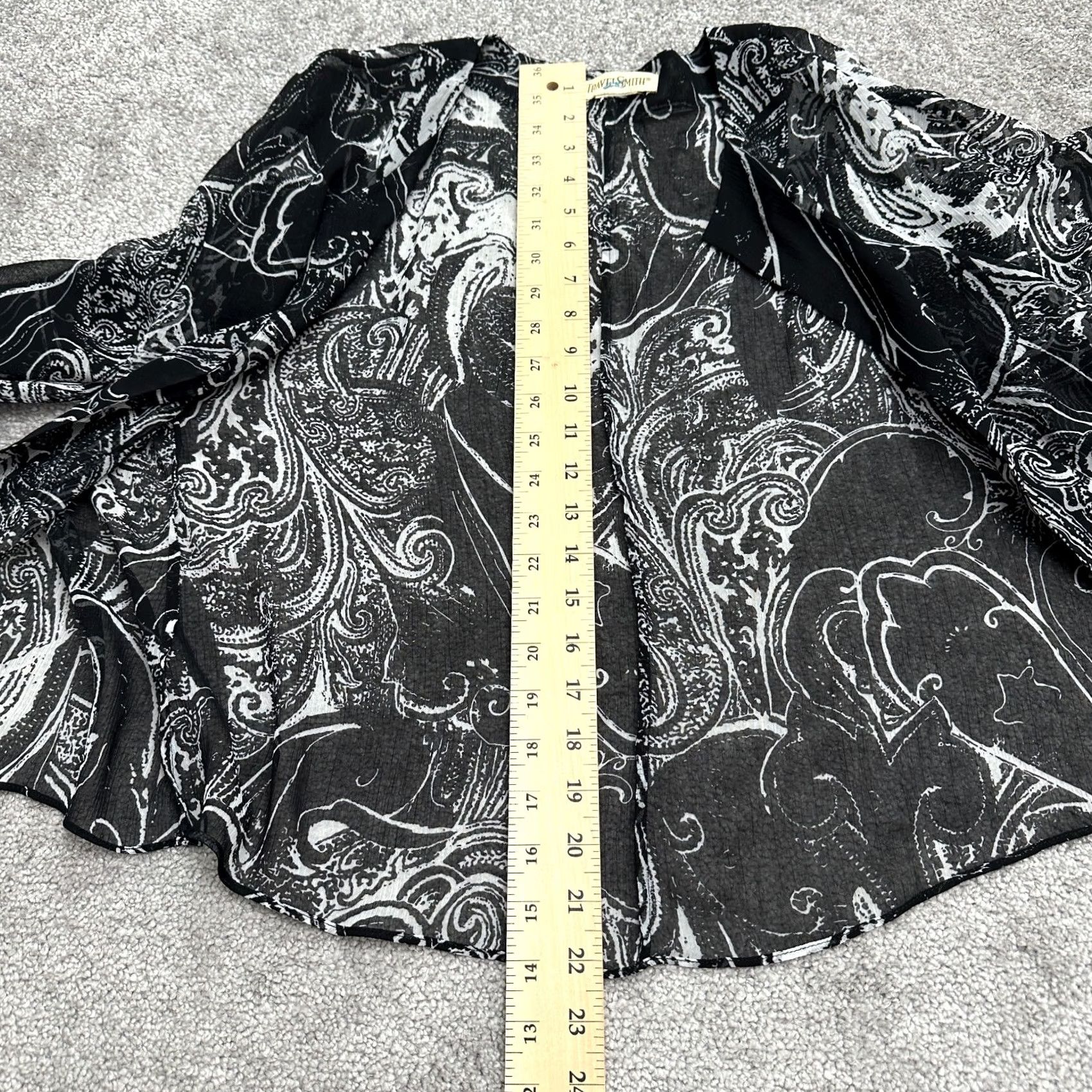 Vintage TravelSmith Black Paisley Open Long Sleeve Kimono Cover Up Sheer Womens Small Size S / US 4 / IT 40 - 4 Thumbnail