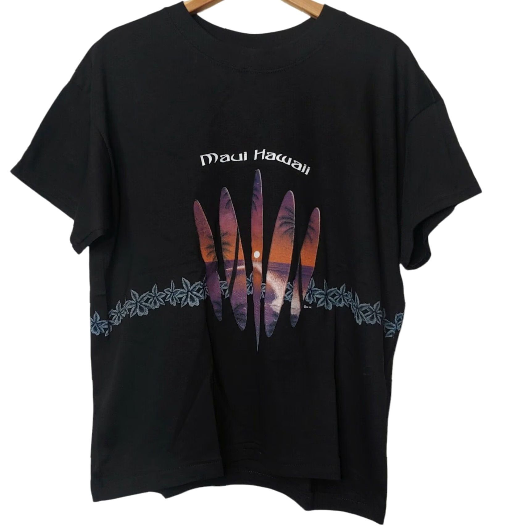 Vintage VINTAGE Maui Hawaiian Islands Single Stitch Womens XL T Shirt Black Surf READ Size XL / US 12-14 / IT 48-50 - 2 Thumbnail