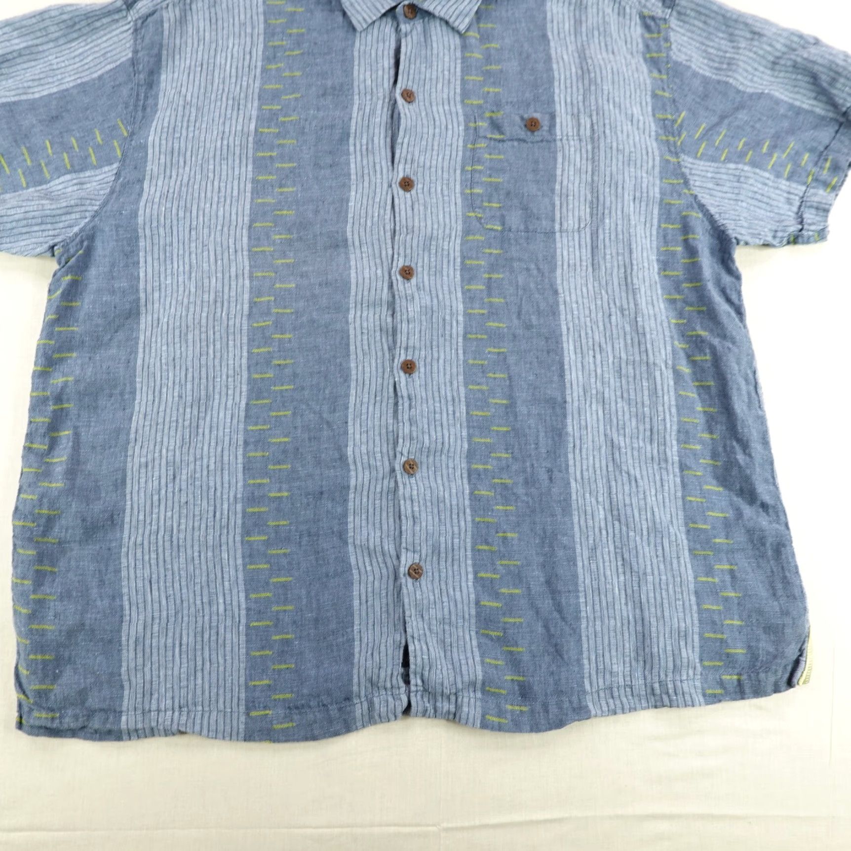 Tommy Bahama VINTAGE Tommy Bahama Shirt Mens 2XL Short Sleeve Blue Stripes Button Up Linen Casual Hawaiian Outdoors Size US XXL / EU 58 / 5 - 4 Thumbnail
