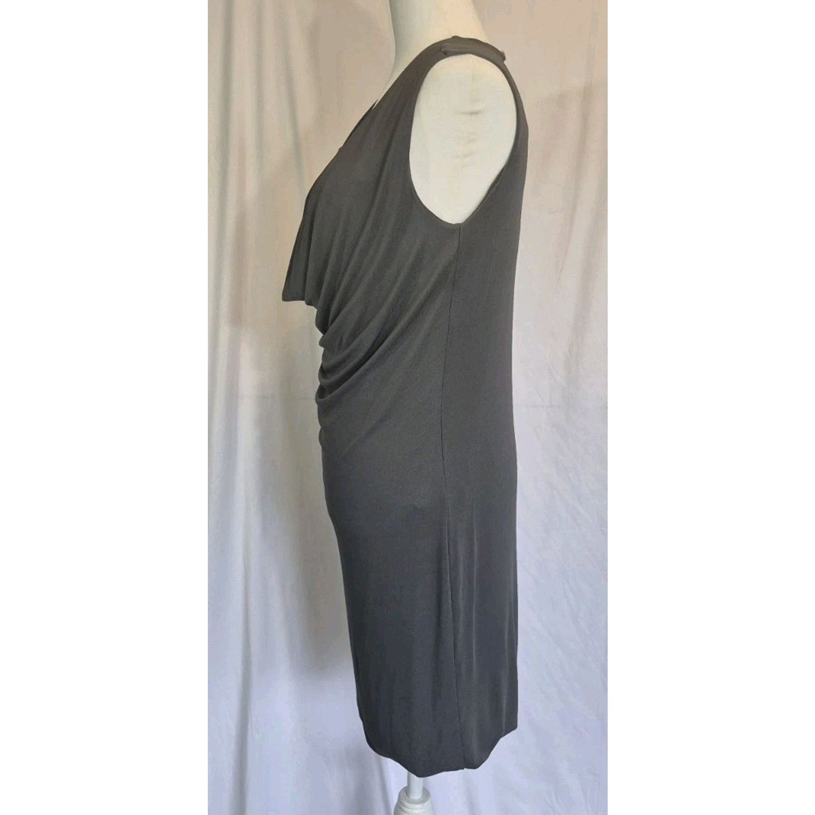 Max Mara Max Mara Designer Drape Gray Midi Dress Italy 38 US 8 Size M / US 6-8 / IT 42-44 - 3 Thumbnail