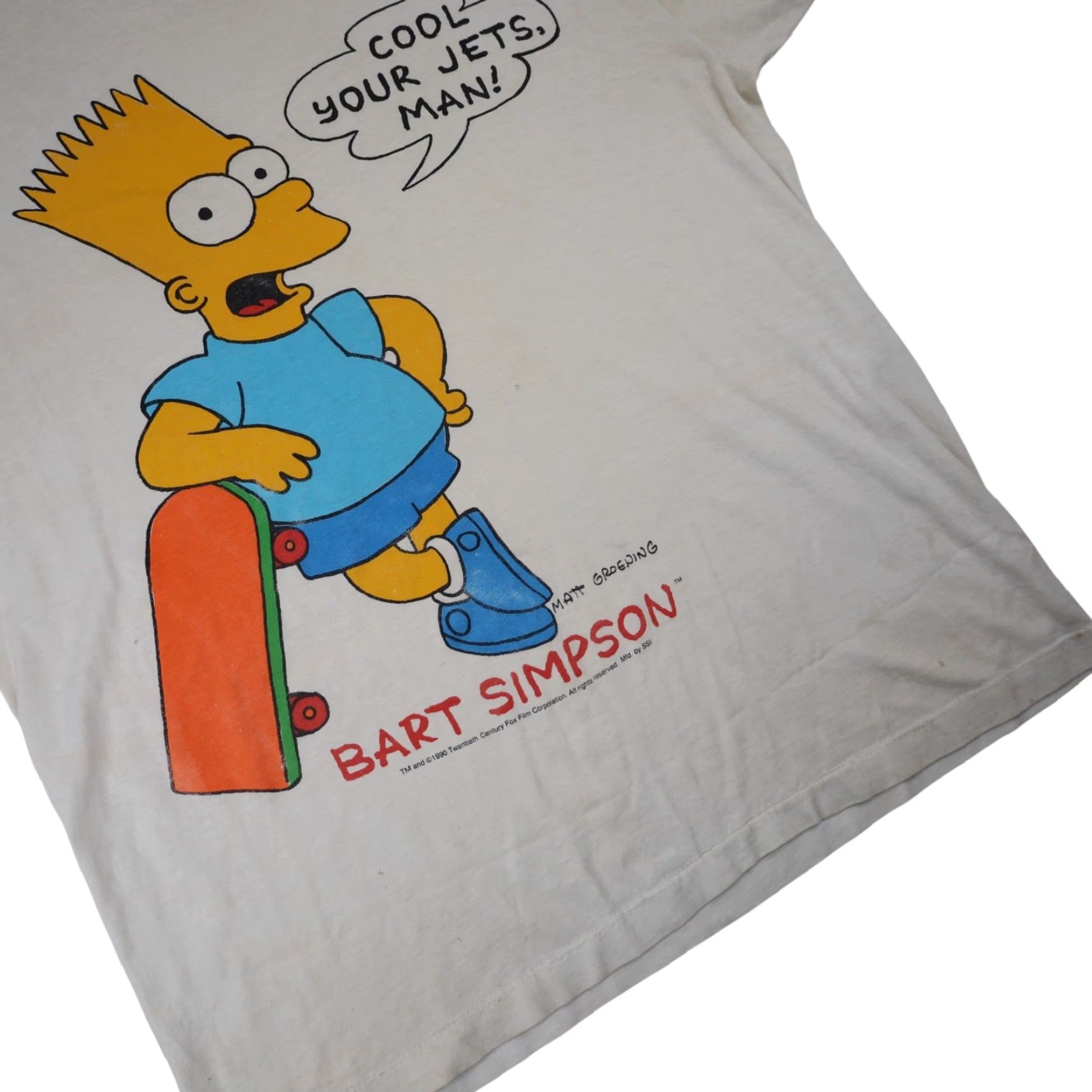 Vintage VINTAGE Bart Simpson "Cool Your Jets Man" Graphic T Shirt White L Mens 1990s Classic Graphic Shirt Size US L / EU 52-54 / 3 - 3 Thumbnail