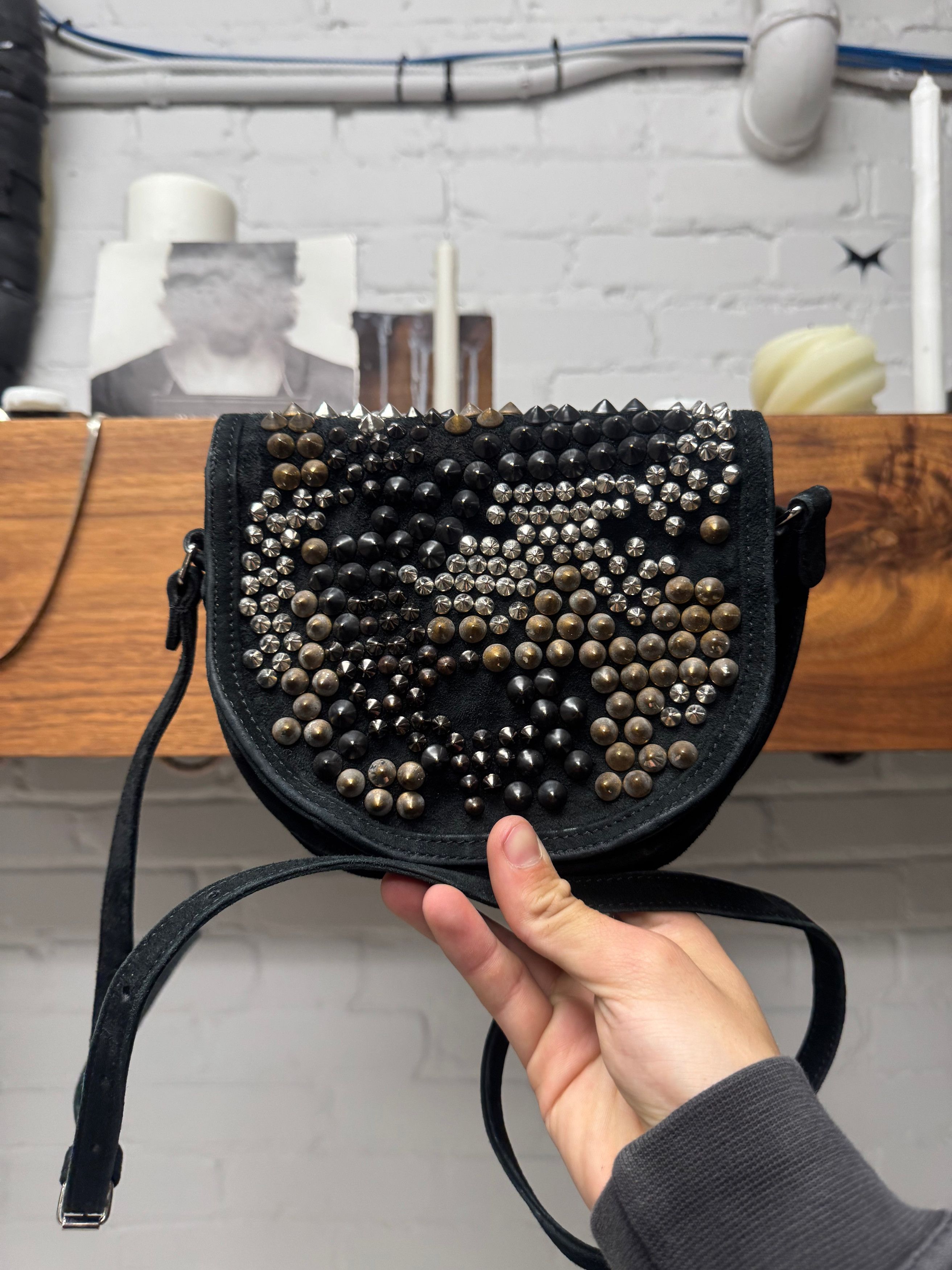 Balmain SS2010 Balmain by Christophe Decarnin Studded Suede Crossbody Bag Size ONE SIZE - 5 Thumbnail