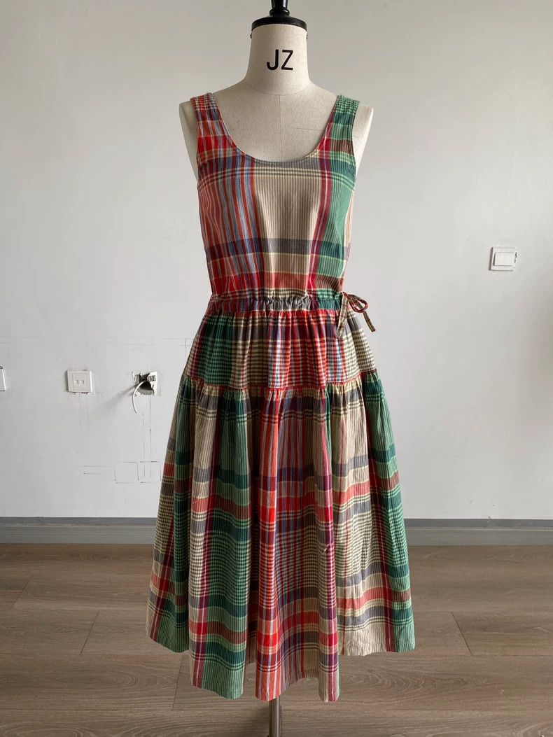 Issey Miyake size:one size Pure cotton checkered corset dr