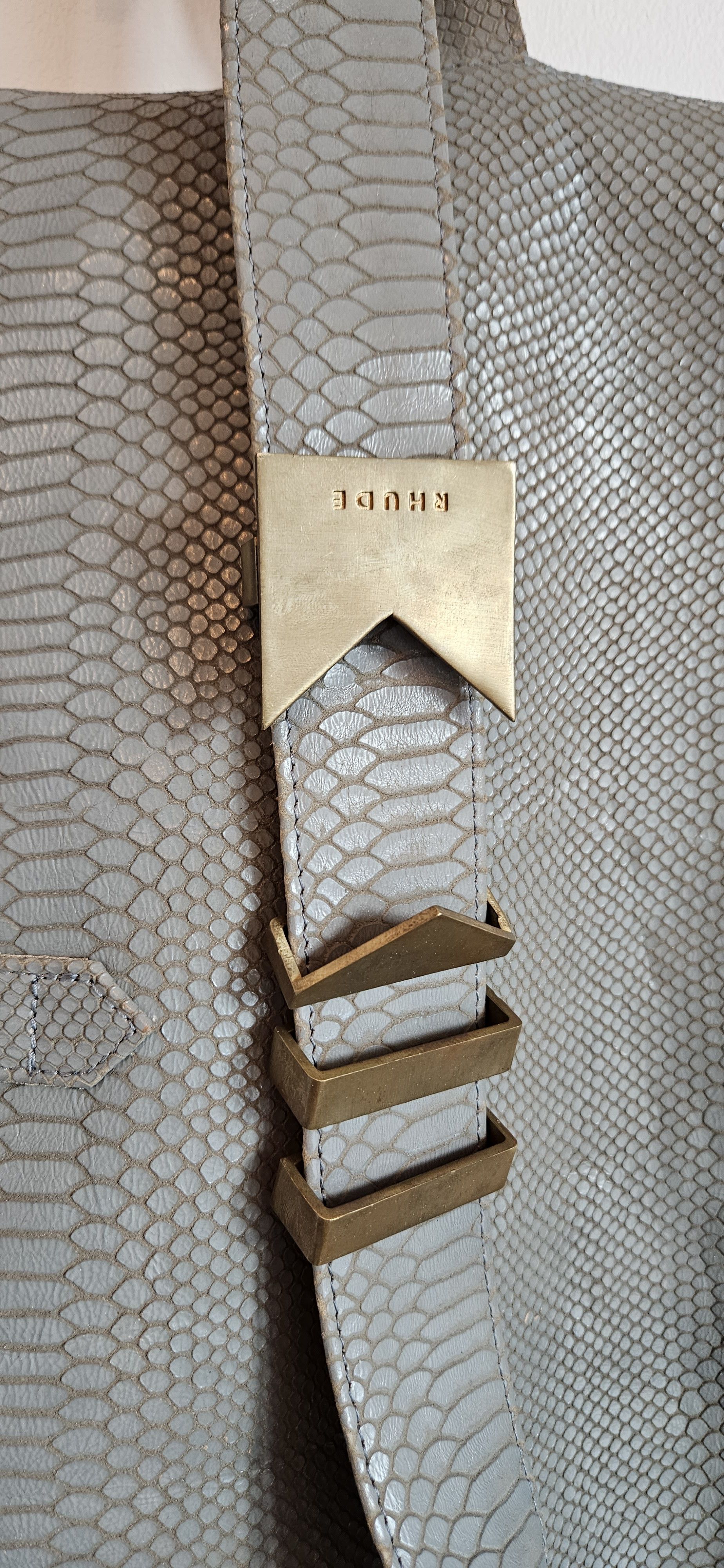 Rhude One-Off AW20 Grey Jumbo Leather Backpack Size ONE SIZE - 6 Thumbnail