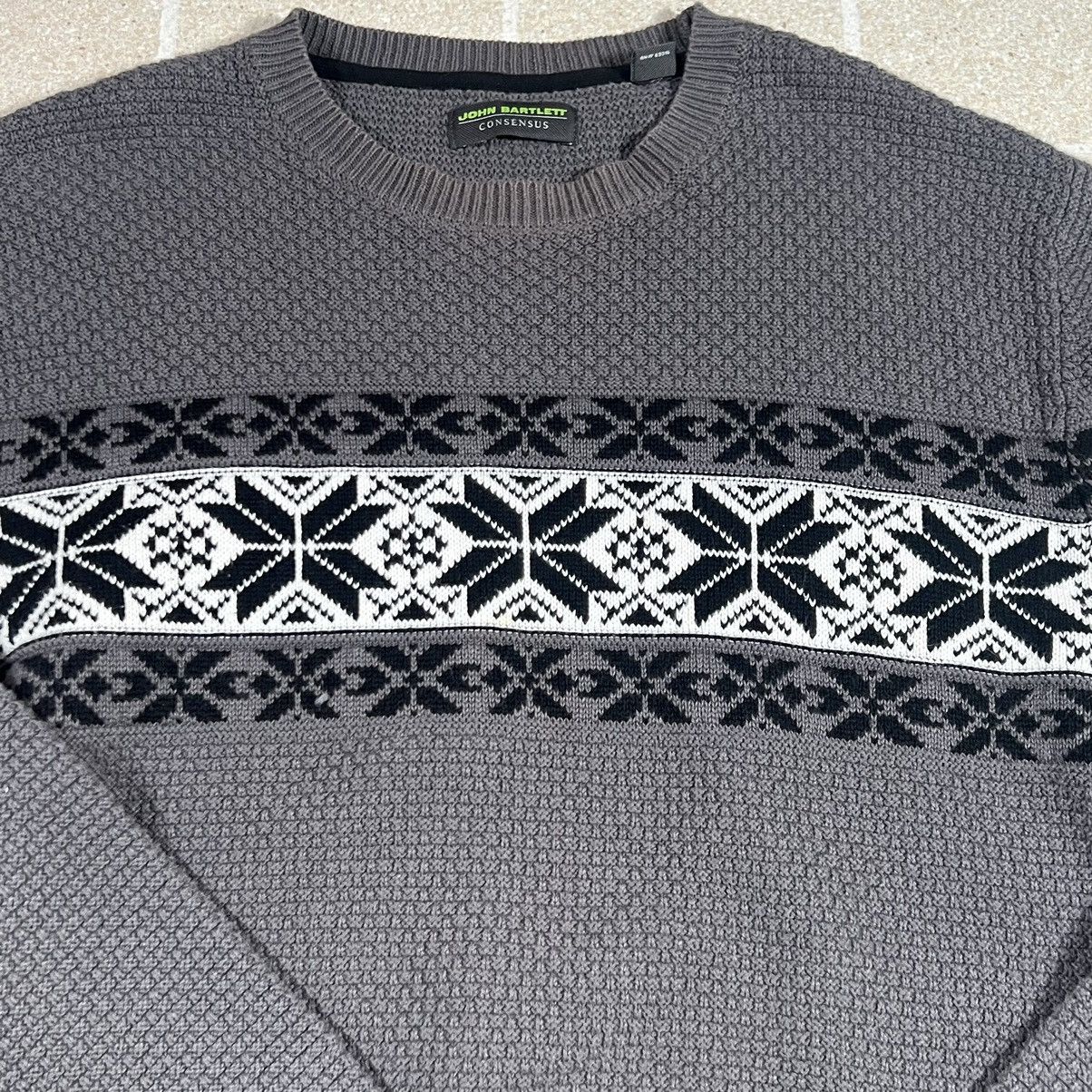 John Bartlett × Vintage John Bartlett Sweater Black Icelandic Snowflake Knit Pattern Size US L / EU 52-54 / 3 - 2 Thumbnail