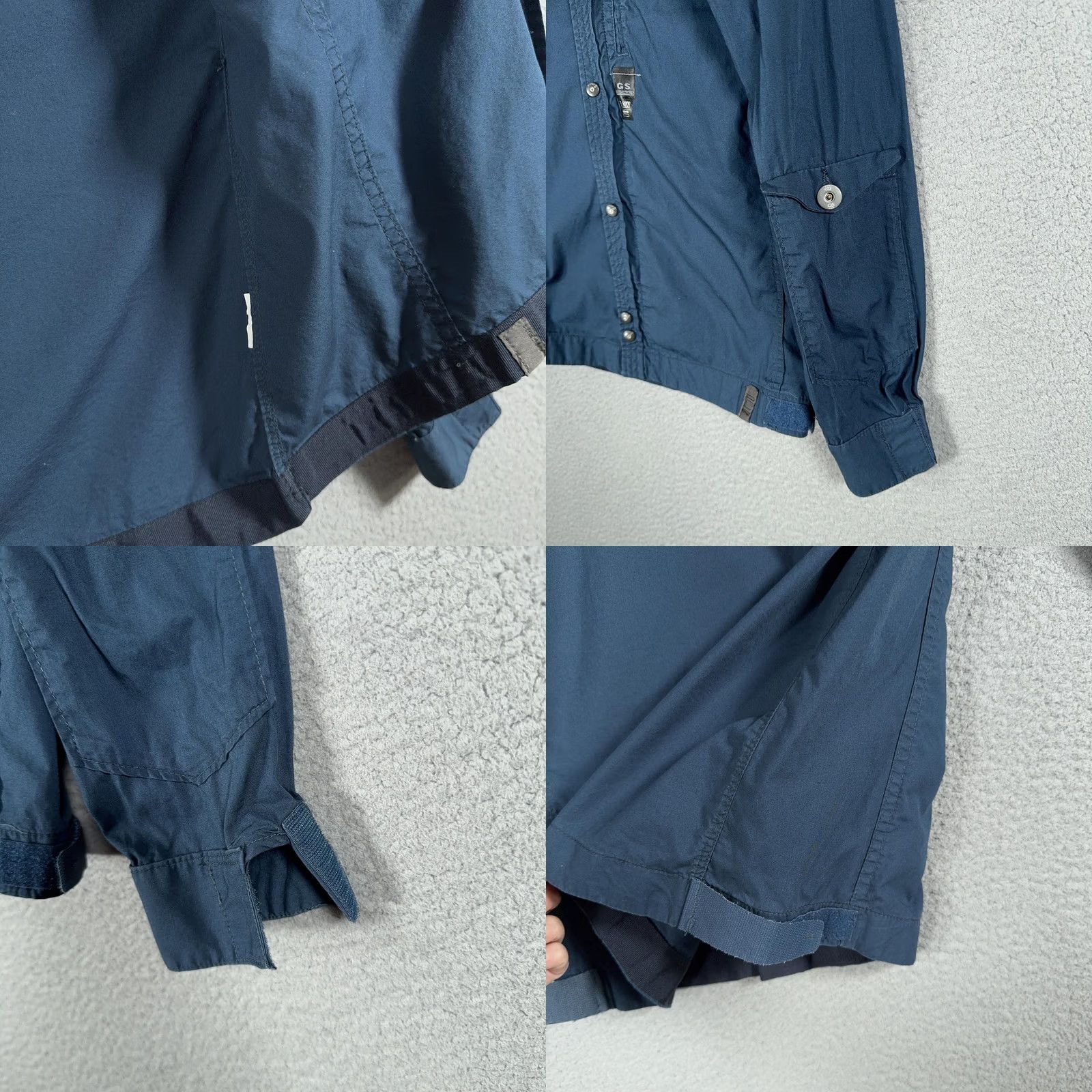 G-Star G Star Raw 3301 Shirt Mens Small Blue Full Zip Snap Front Military Button-Up Collared Long Sleeve Lightweight Pockets Size US S / EU 44-46 / 1 - 9 Thumbnail