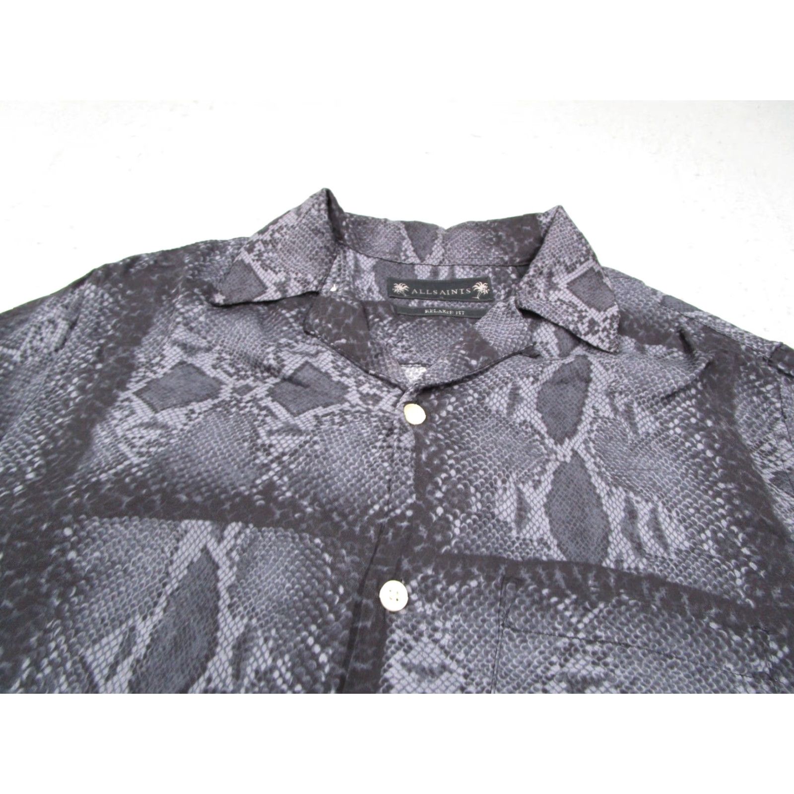 Allsaints AllSaints Men's Gray Viper Button-Up Shirt S Relaxed Fit Collared Long Sleeve Bohemian Urban Size US S / EU 44-46 / 1 - 2 Thumbnail