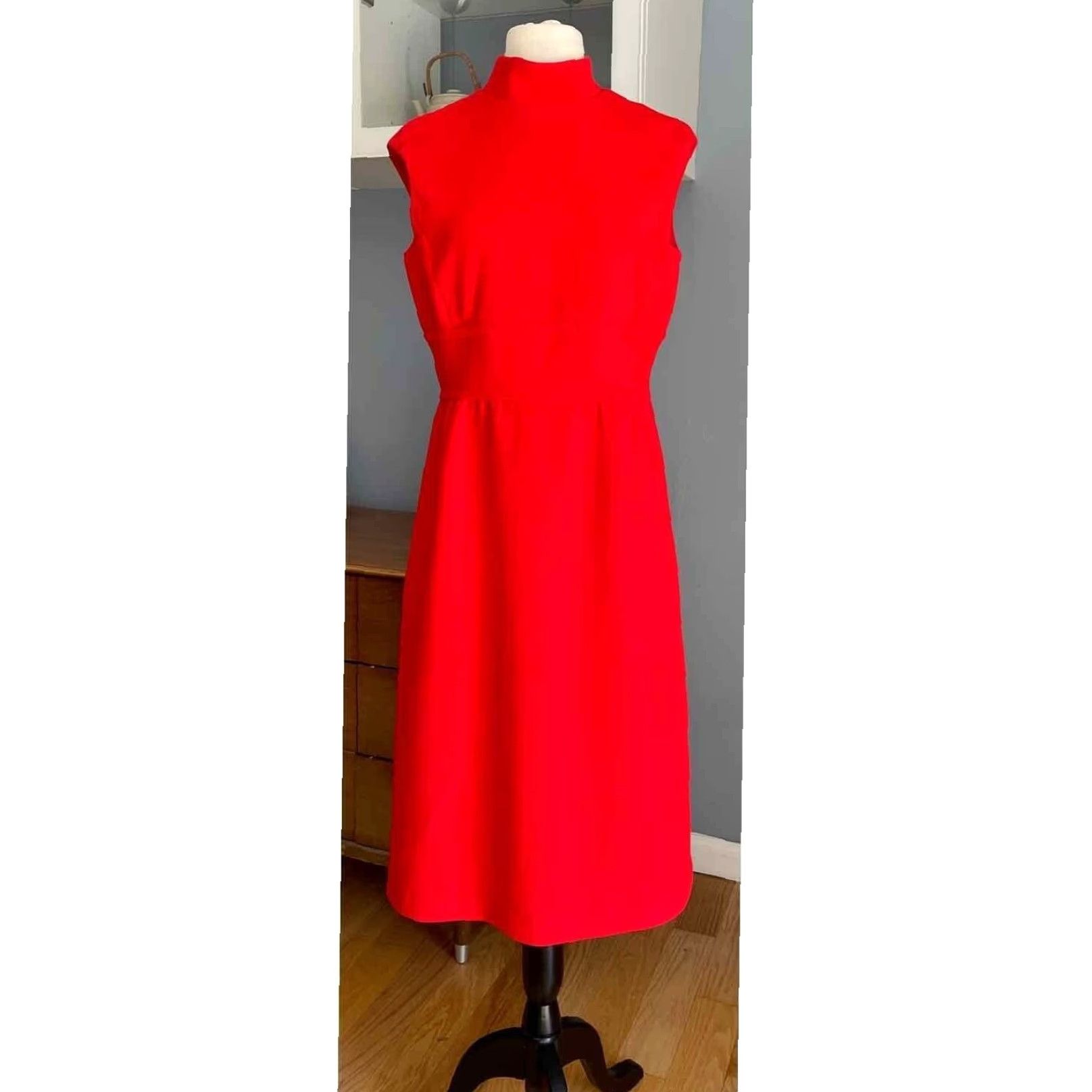 Vintage VINTAGE 60's Bert Schroeder Red Dress & Jacket Suit Fox Fur Trim Wool 100% Size M/L Women/Mens Cocktail Vintage 1960s Sheath Size M / US 6-8 / IT 42-44 - 7 Thumbnail