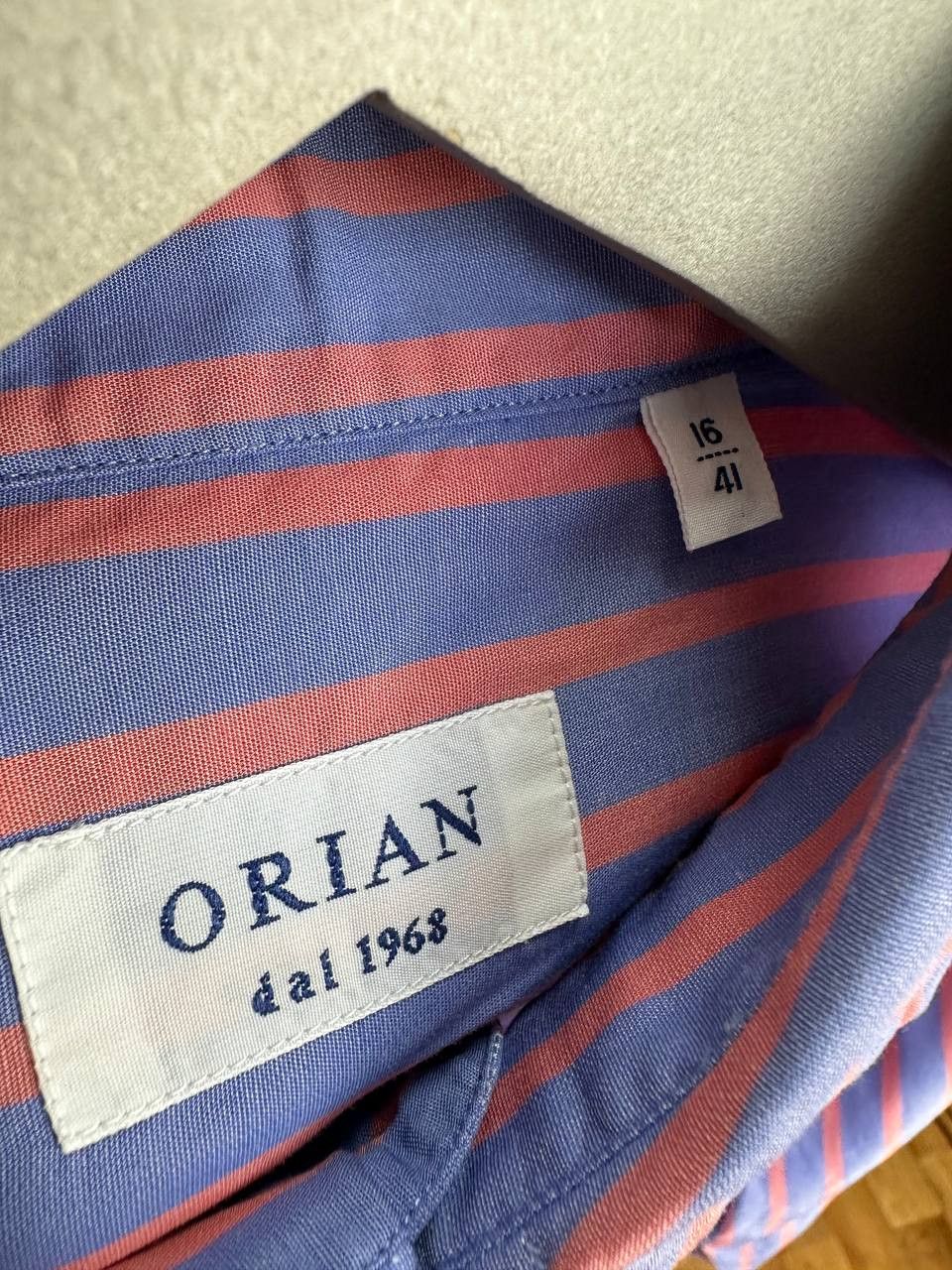 Other ORIAN dal 1968 Striped Button Up Shirt Blue & Coral Cotton Size US L / EU 52-54 / 3 - 10 Thumbnail
