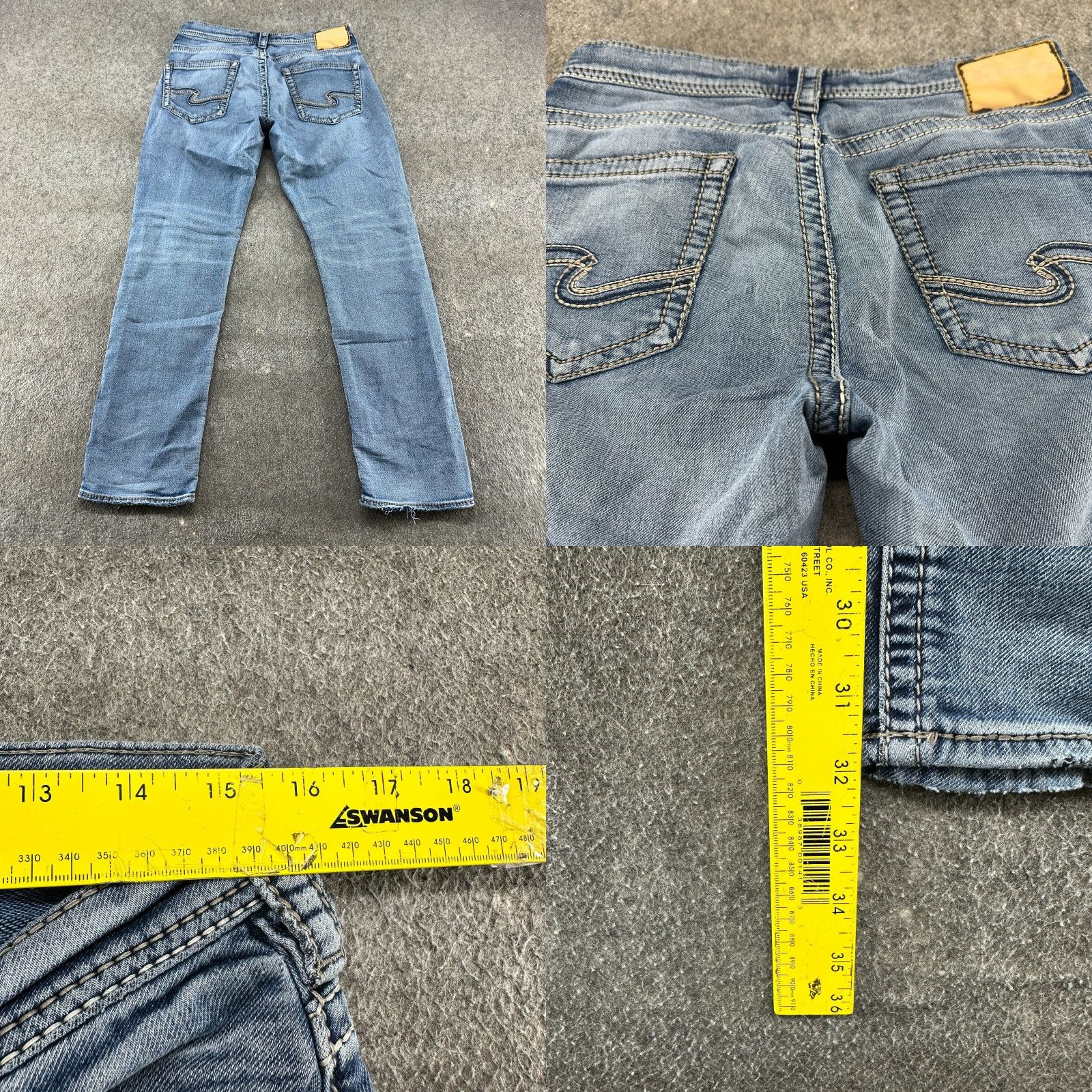 Silver Jeans Co. Silver Jeans Mens 30x32 Jeans Blue Regular Straight Distressed 5-Pocket Denim Cotton Polyester Size US 30 / EU 46 - 10 Thumbnail