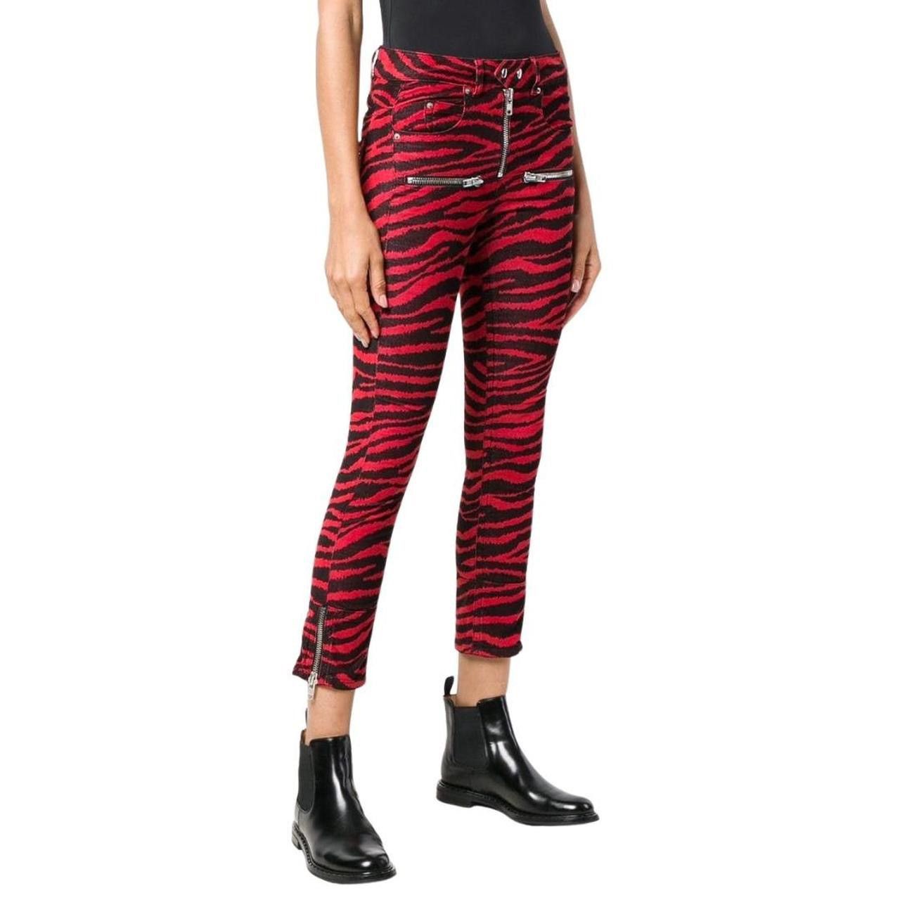 Isabel Marant Etoile Isabel Marant Étoile Red Zebra Print Moto Corduroy Pants Size 26" / US 2 / IT 38 - 2 Thumbnail