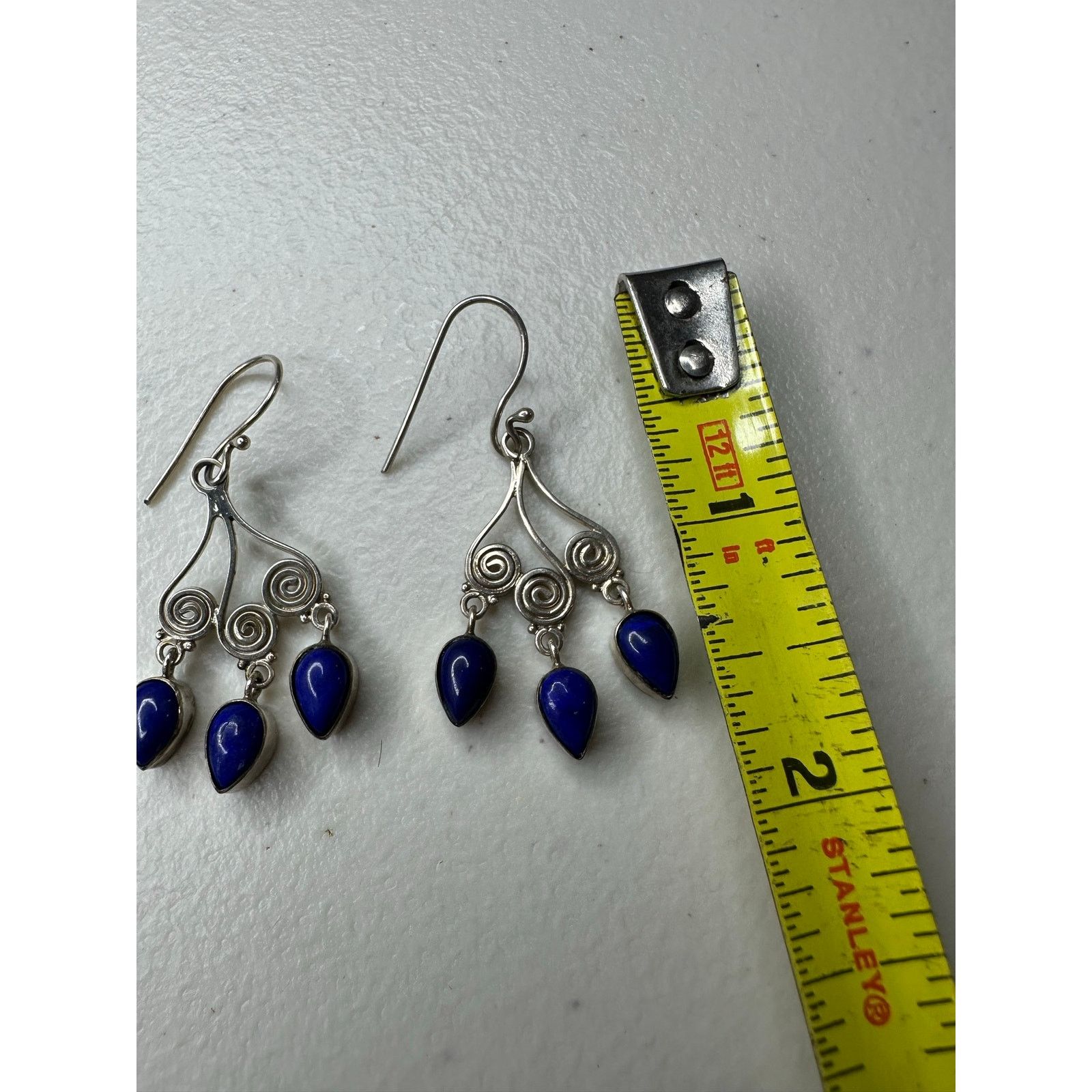 & Other Stories Vintage 925 Sterling Silver Lapis Lazuli Dangle Earrings Size ONE SIZE - 2 Thumbnail