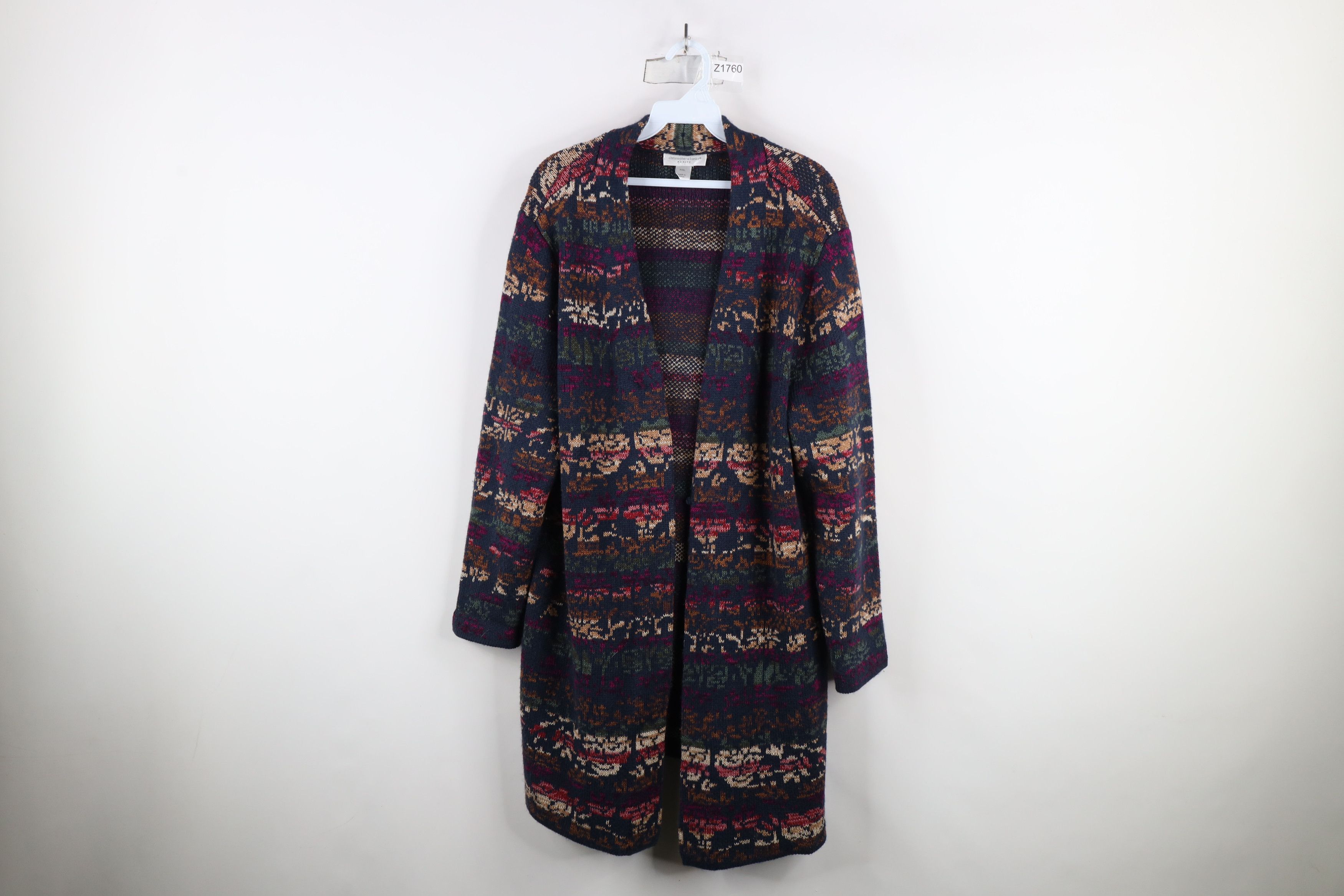 Vintage Vintage 90s Streetwear Flower Knit Open Cardigan Sweater Size XL / US 12-14 / IT 48-50 - 1 Thumbnail