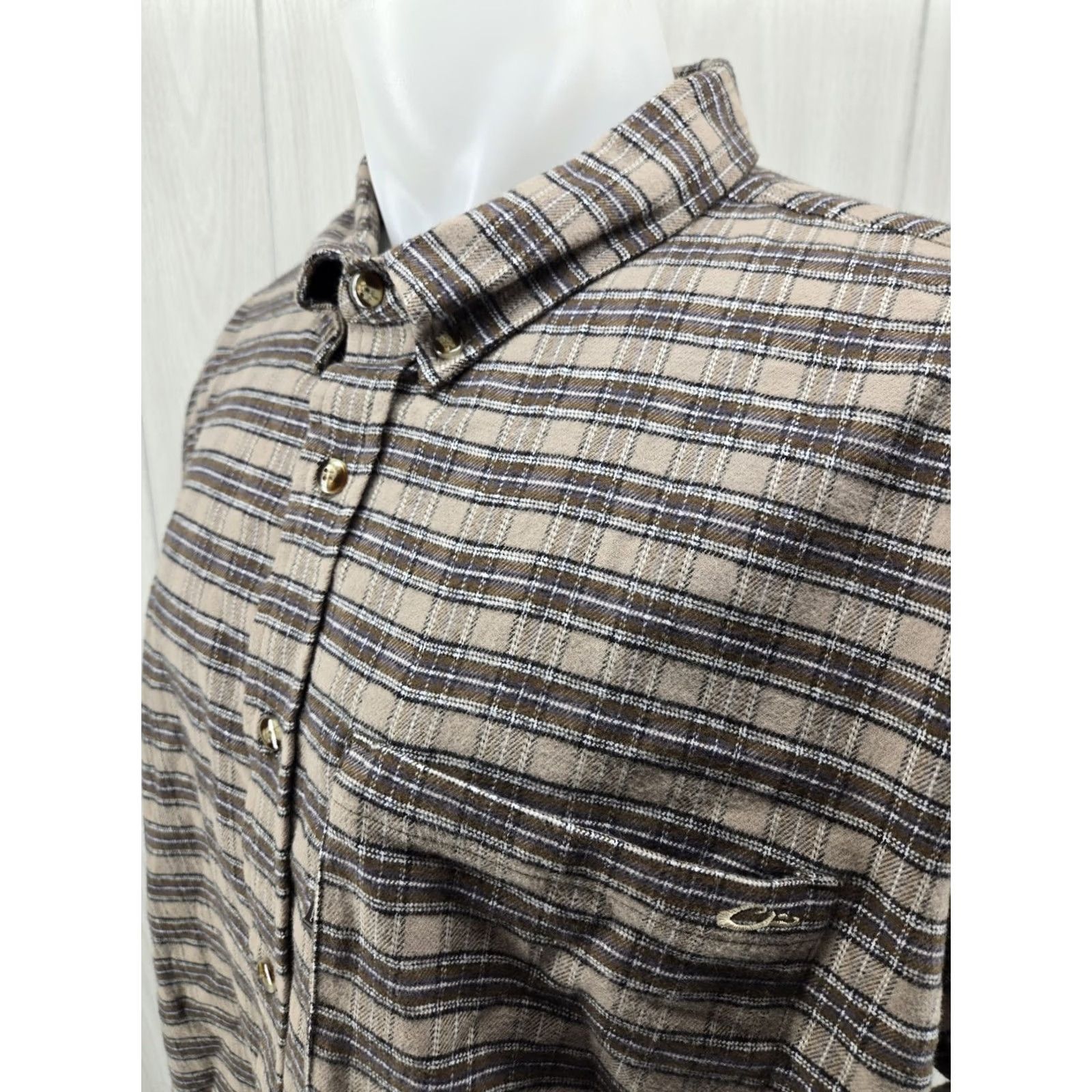 Vintage Drake Waterfowl Button-Up Flannel Shirt 2XL Brown Gray Plaid Shirt Men Regular Cotton Blend Long Sleeve Jacket Casual Workwear Size US XXL / EU 58 / 5 - 5 Thumbnail