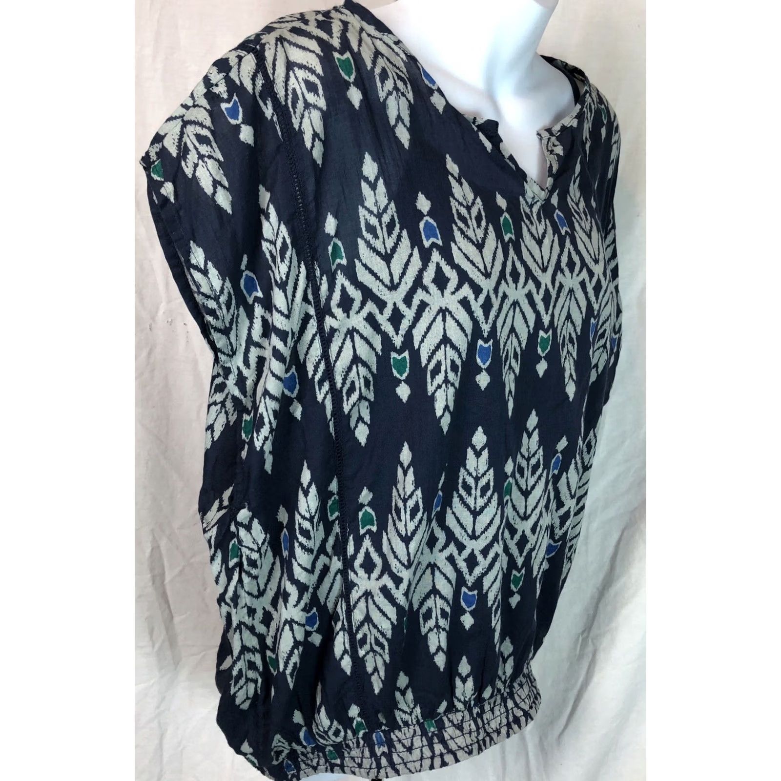 Vintage Sonoma 2pc Combo Tank & Top Set L Blue V-Neck Sleeveless Tribal Aztec NWT Size L / US 10 / IT 46 - 3 Thumbnail