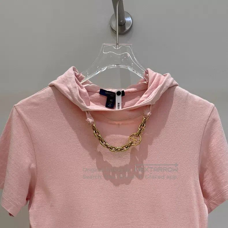 Louis Vuitton Louis Vuitton Pink logo-logo chain-embellished cotton hood Size XS / US 0-2 / IT 36-38 - 2 Thumbnail