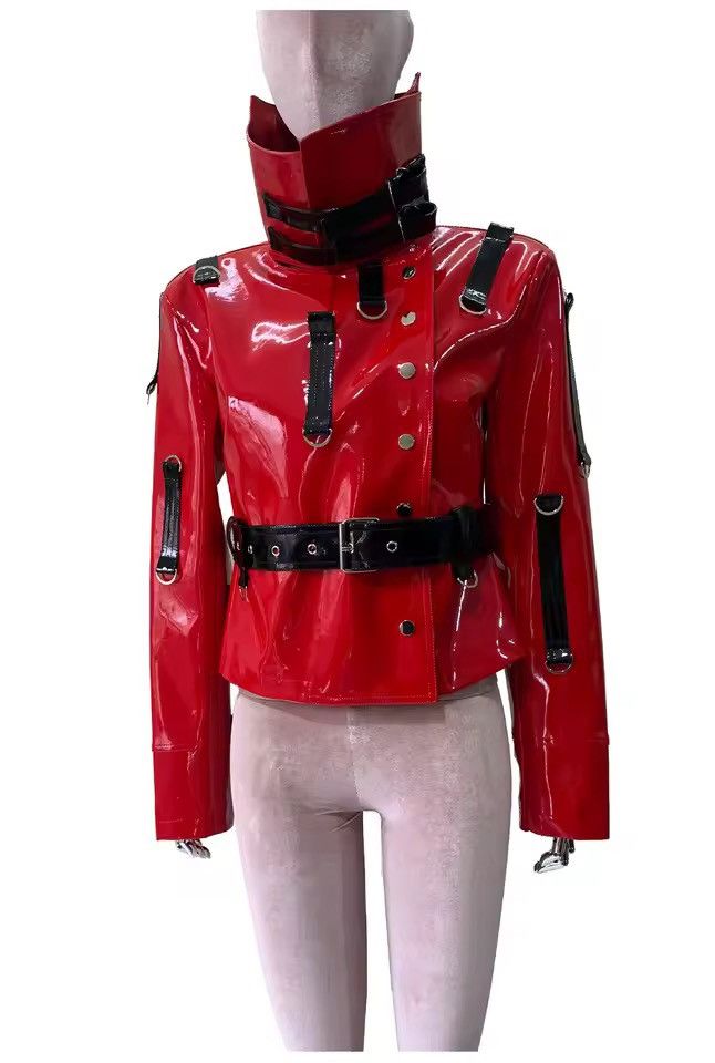 Other Gothic Punk Faux Leather Red & Black Women’s Jacket Size S / US 4 / IT 40 - 1 Thumbnail