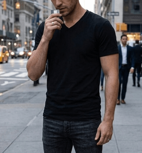 Kenneth Cole Kenneth Cole New York Men's Black V-Neck Tee - Slim Fit L Size US L / EU 52-54 / 3 - 1 Thumbnail