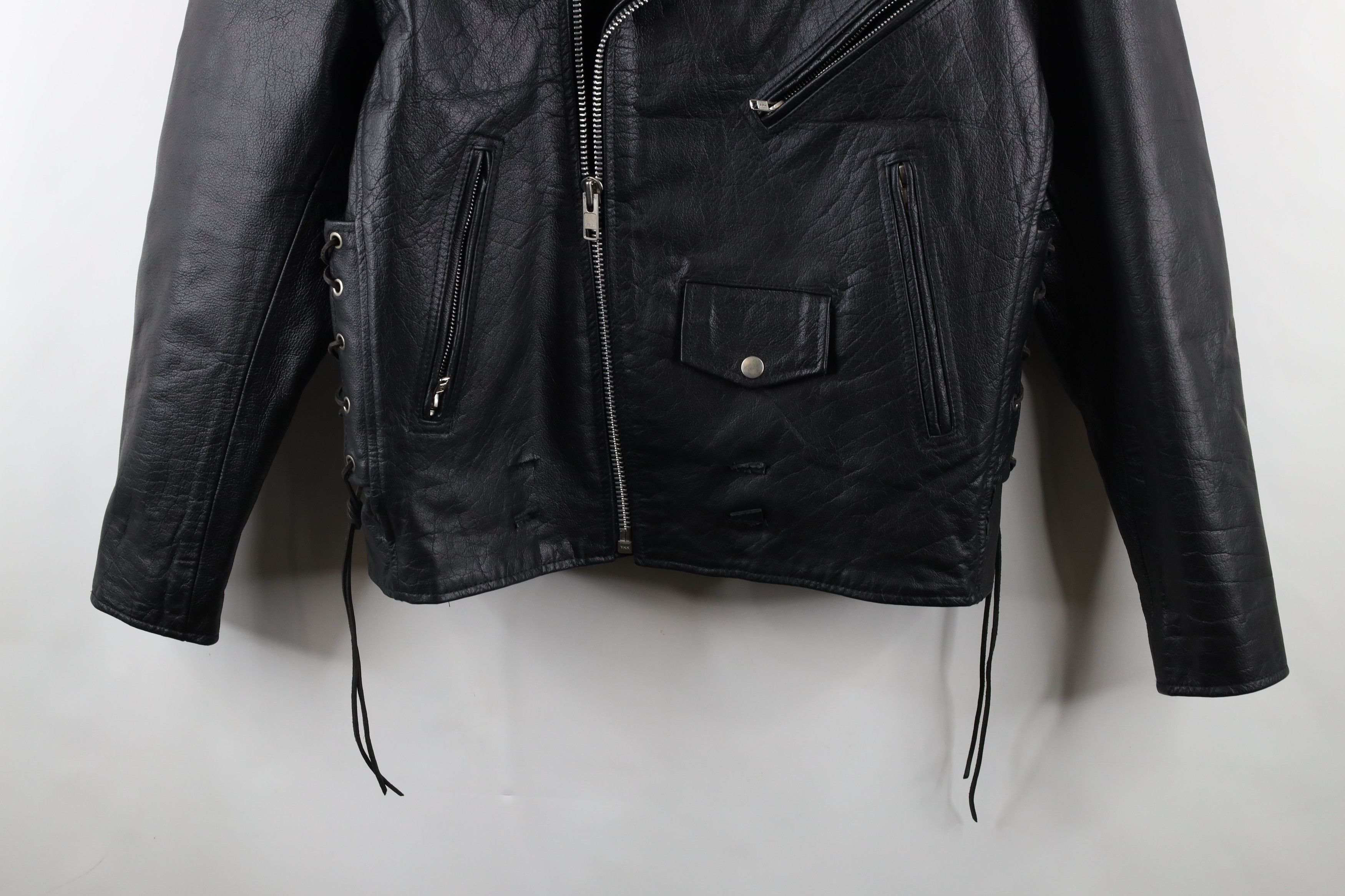 Vintage Vintage 90s Streetwear Lined Leather Motorcycle Jacket Size US L / EU 52-54 / 3 - 3 Thumbnail