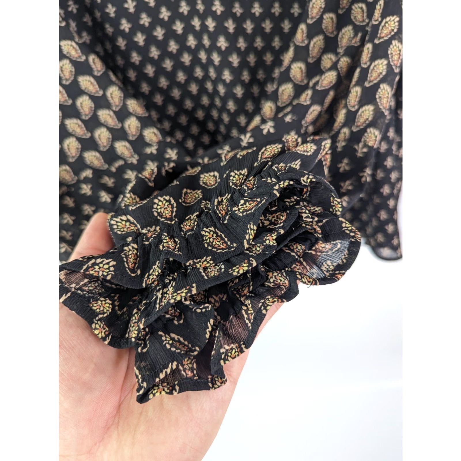 Madewell Madewell Blouse Shirt Women 2XL Plus Black Paisley Mix Brushstroke Top 70s Vibe AD686 Womens Size XXL / US 16-18 / IT 52-54 - 3 Thumbnail