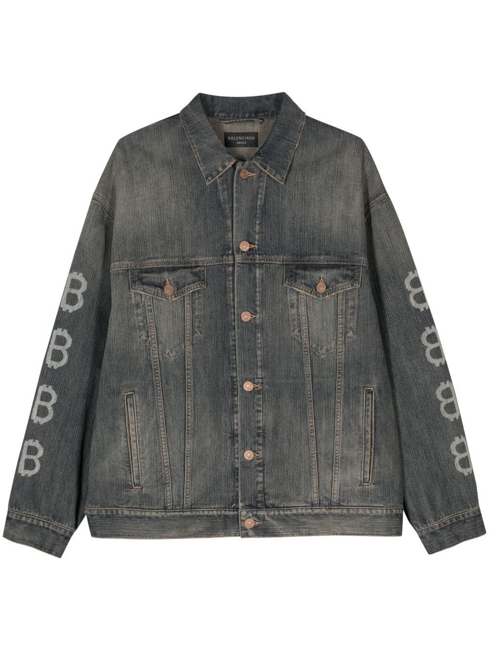Balenciaga o1w1db11025 Crypto Large Fit Jacket in Blue Size US L / EU 52-54 / 3 - 1 Thumbnail