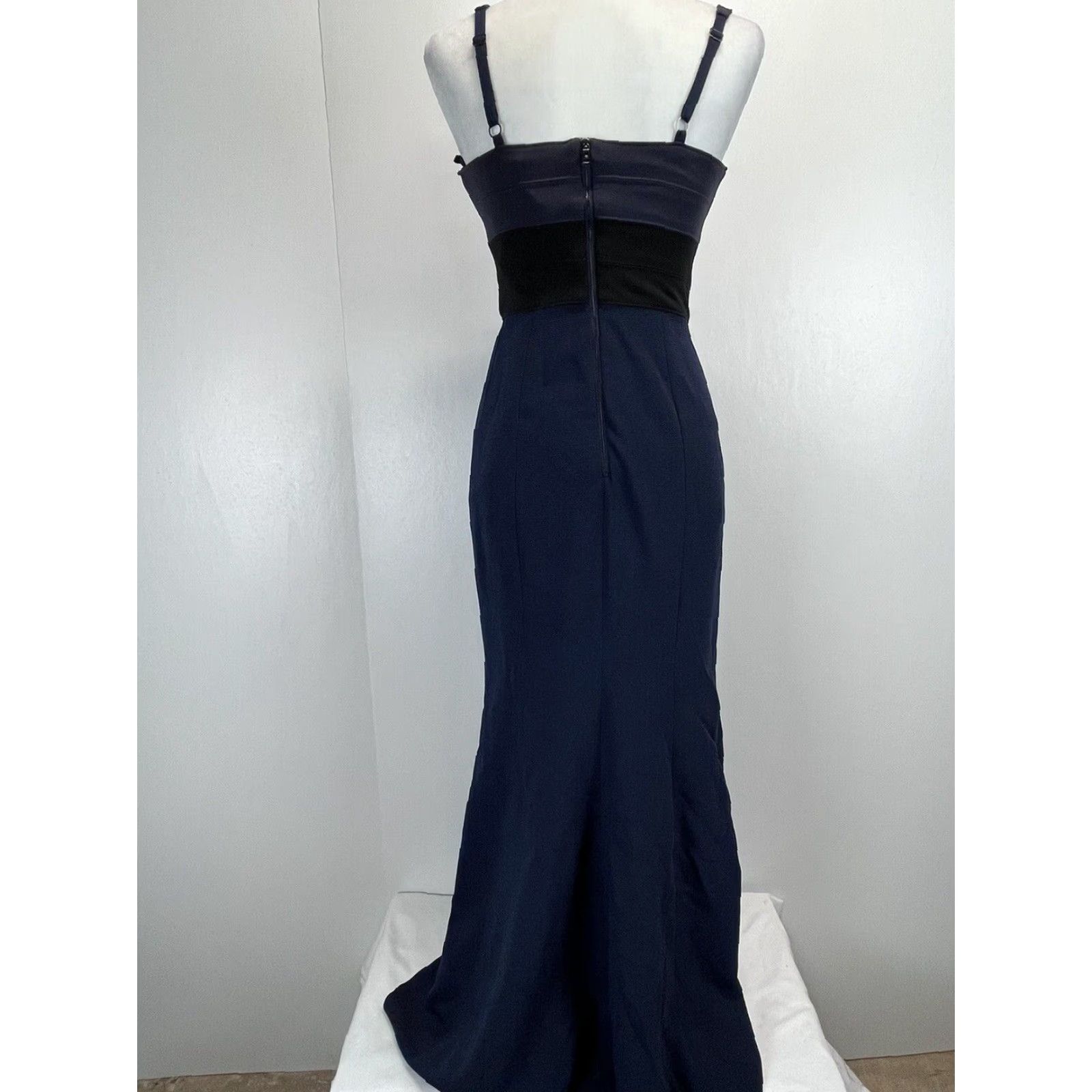 VINTAGE BCBGMAXAZRIA Women Dress Size 4 Sleeveless Mermaid Long Navy Black  - ilac.rochib.com