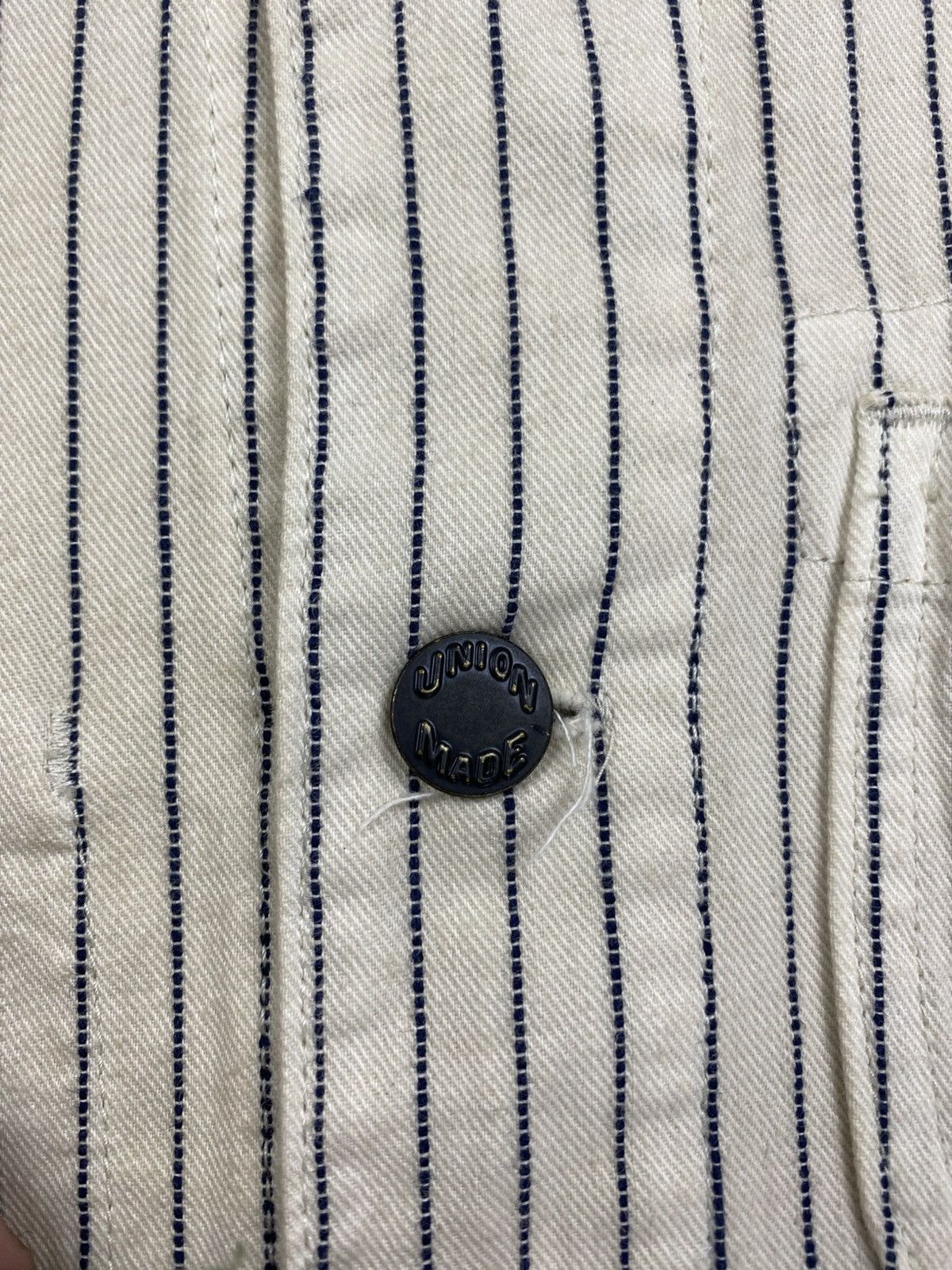 Designer × Japanese Brand × Vintage Vintage Tepo Denim Sanforized Union Made Stripe Long Jacket Size US M / EU 48-50 / 2 - 6 Thumbnail
