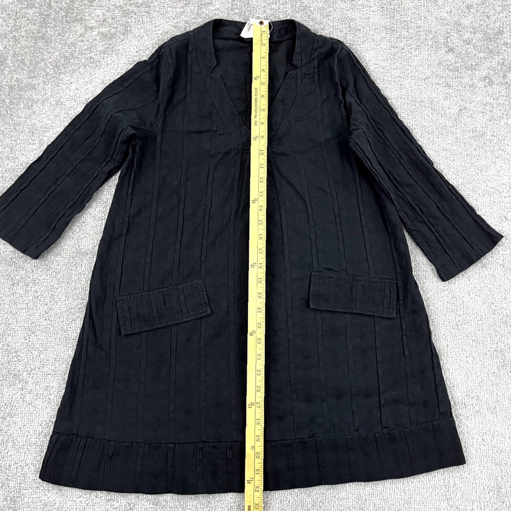 Vintage VINTAGE Pomander Place Women's Black V-Neck Tunic Top Mini Dress Casual Office Soft Cotton Small Size S / US 4 / IT 40 - 3 Thumbnail