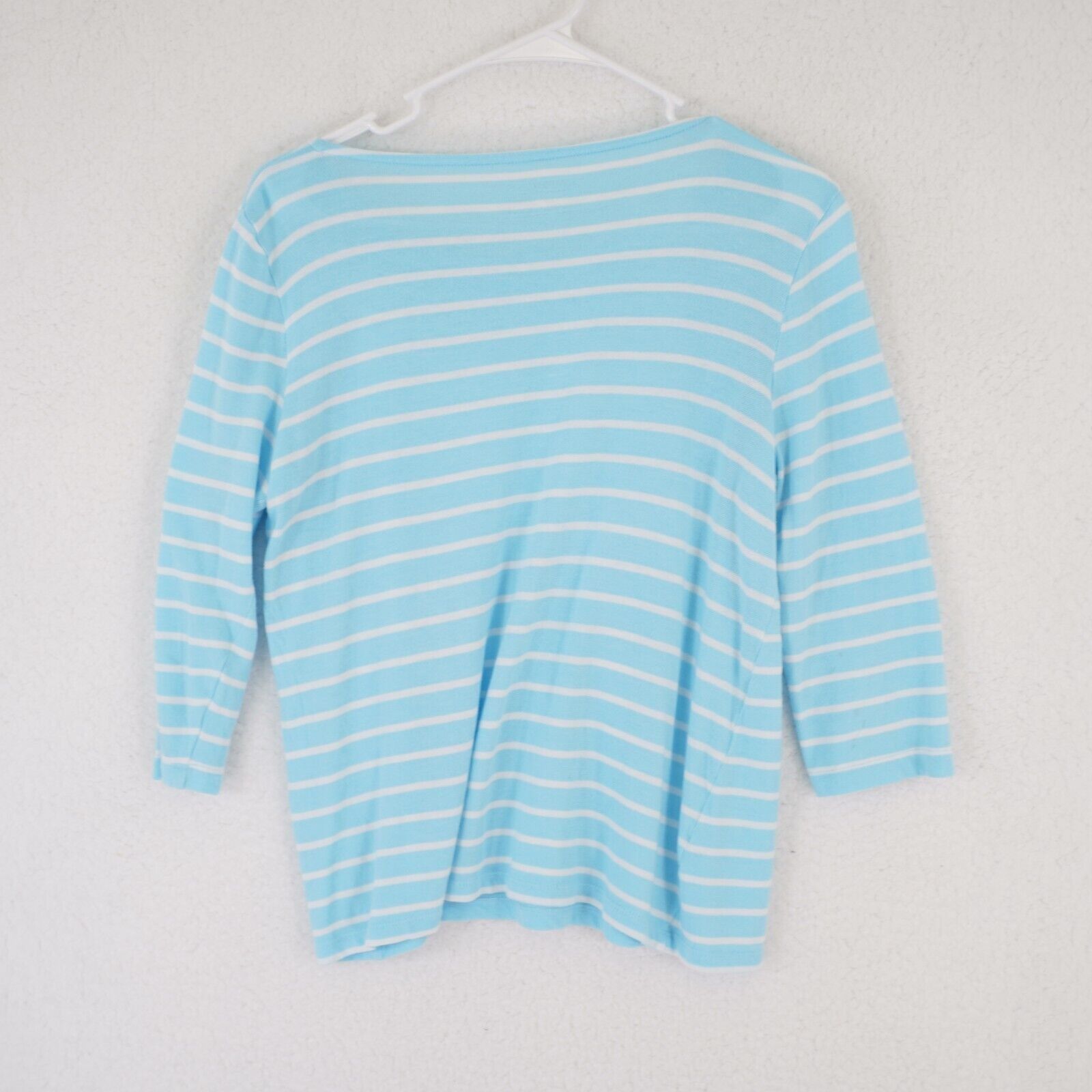 Talbots Talbots Teal Medium Horizontal Striped Scoop Neck Top / Shir Size M / US 6-8 / IT 42-44 - 3 Thumbnail