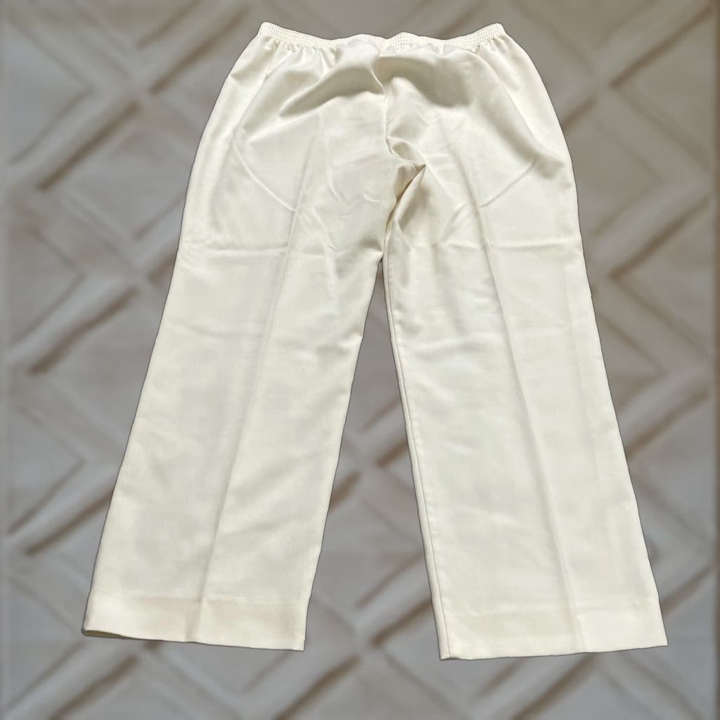 Vintage Sasson Dress Pants Women Cream Elastic Waist Straight Leg Trouser Workwear 34x28 Size 24" / US 00 / IT 34 - 1 Thumbnail