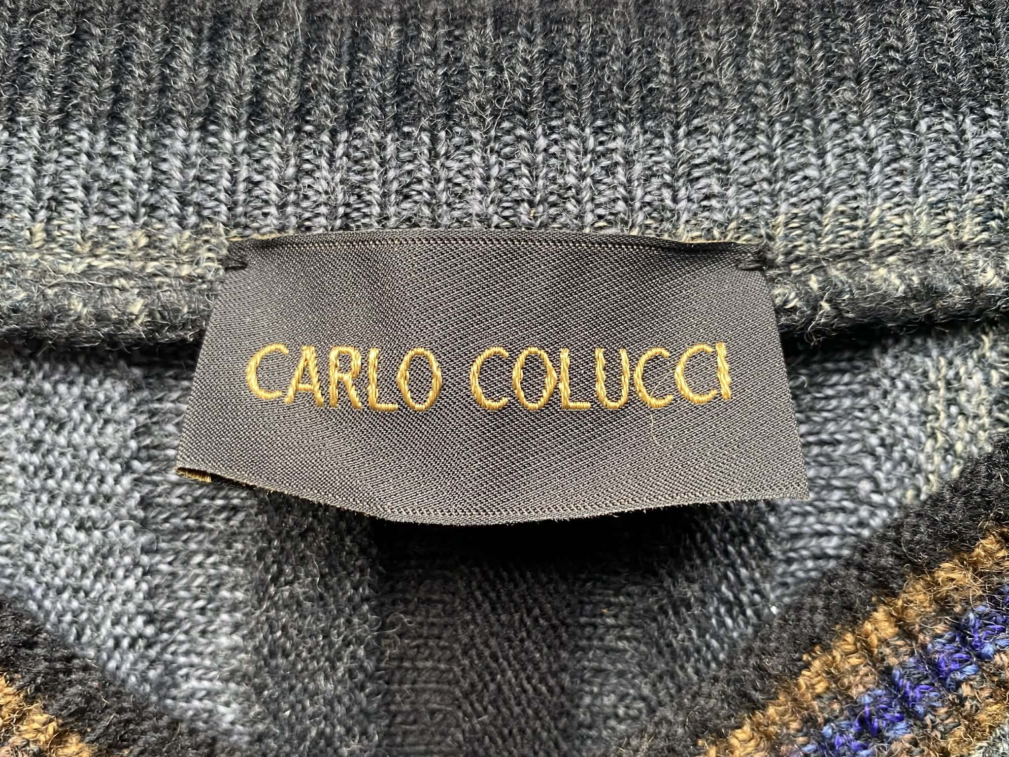 Carlo Colucci Carlo Colucci Men 3D Knit Multicolor Wool Stripe Golden Size US XL / EU 56 / 4 - 4 Thumbnail
