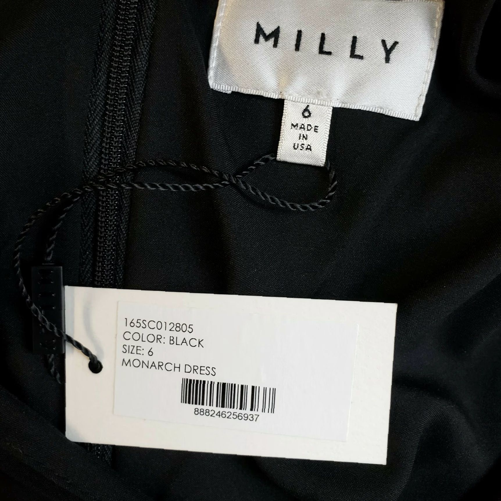 MILLY Milly Monarch Dress Sz 6 Solid Black Silk Blend V-Neck Back Half Sleeve Mini Dress Womens Womens Size M / US 6-8 / IT 42-44 - 6 Thumbnail